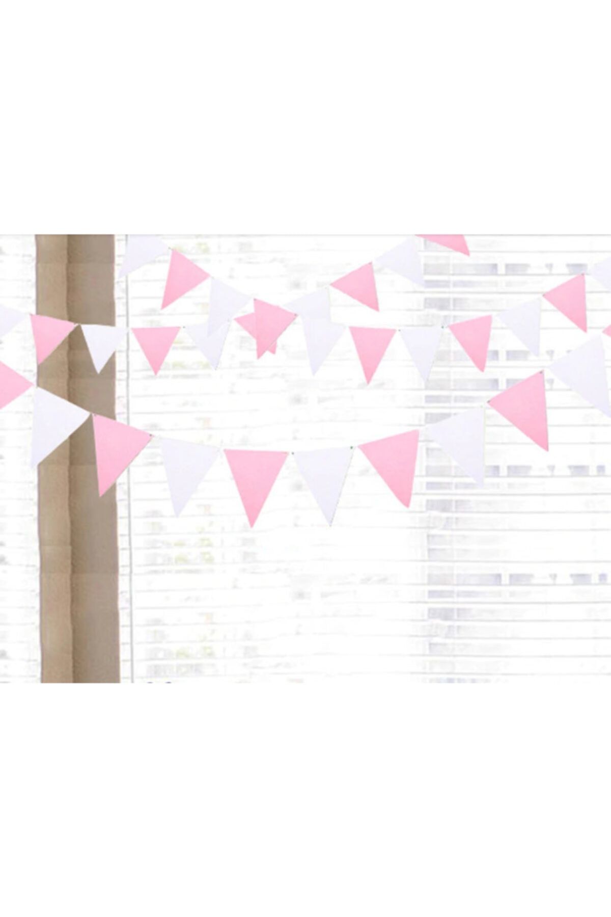 Colorofstory Beyaz Ve Pembe Renkli Mini Bayrak Banner Doğumgünü Dekoru