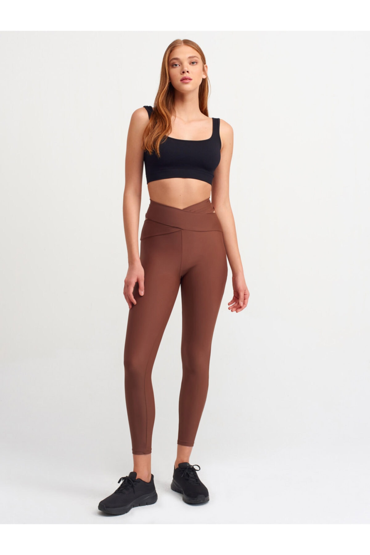 Dilvin 7931 Kemer Detaylı Tayt Kahve