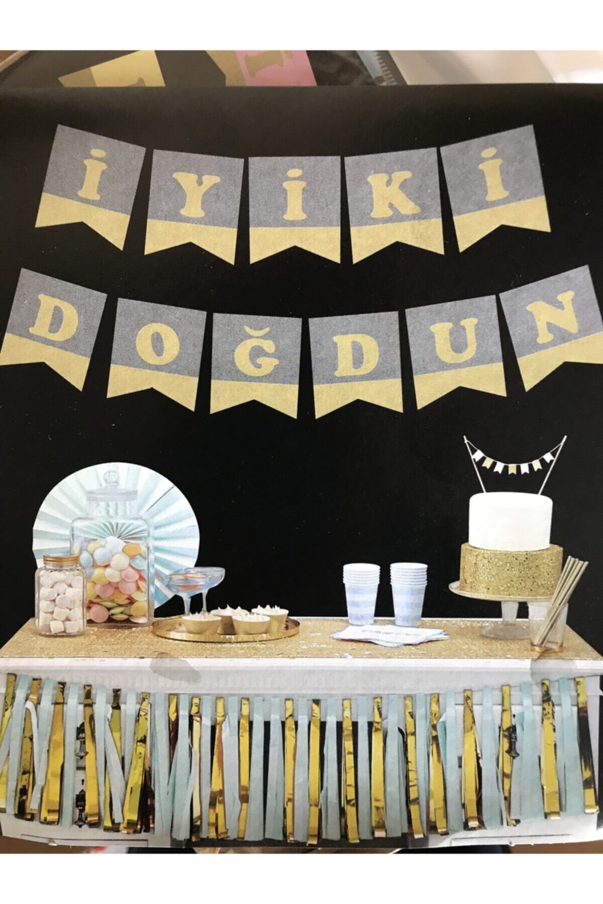 eğlencemarketi Iyiki Doğdun Gümüş Gold Yazı Banner