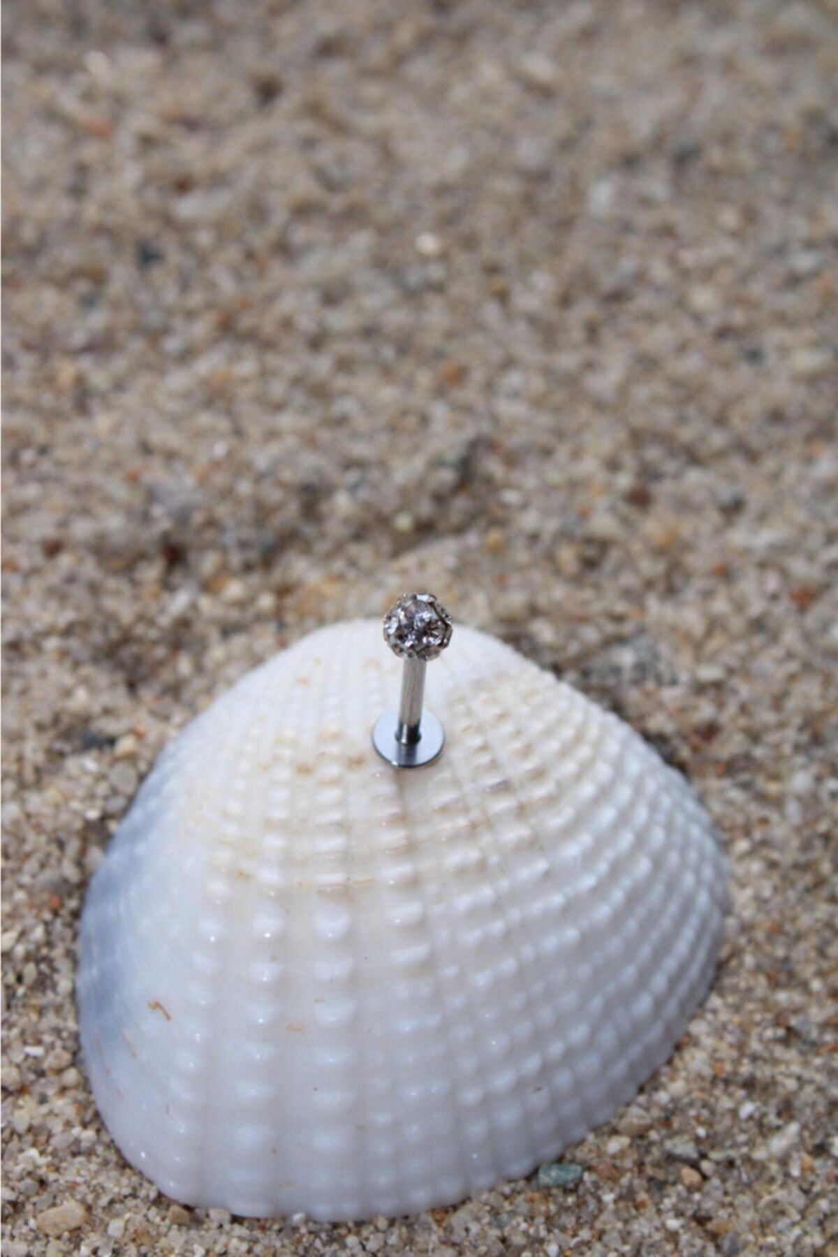 NOBLE GETTO Cerrahi Çelik Şambala Piercing Silver Renk Zirkon Taşlı Tragus, Conch Ve Helix