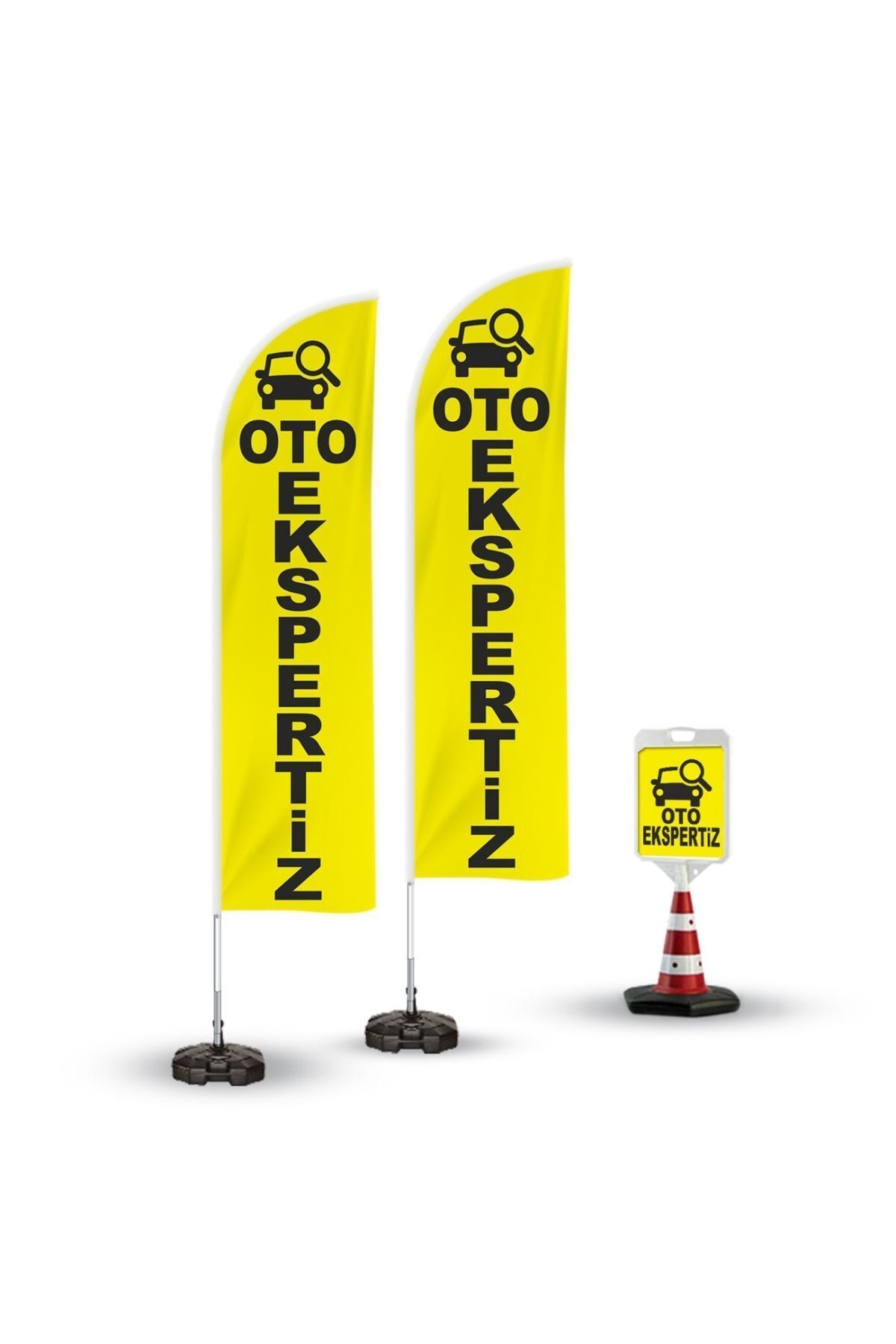 Burada Medikal ve Reklam Oto Ekspertiztemalı 2 Adet Yelken Bayrak 1 Adet Duba Takım