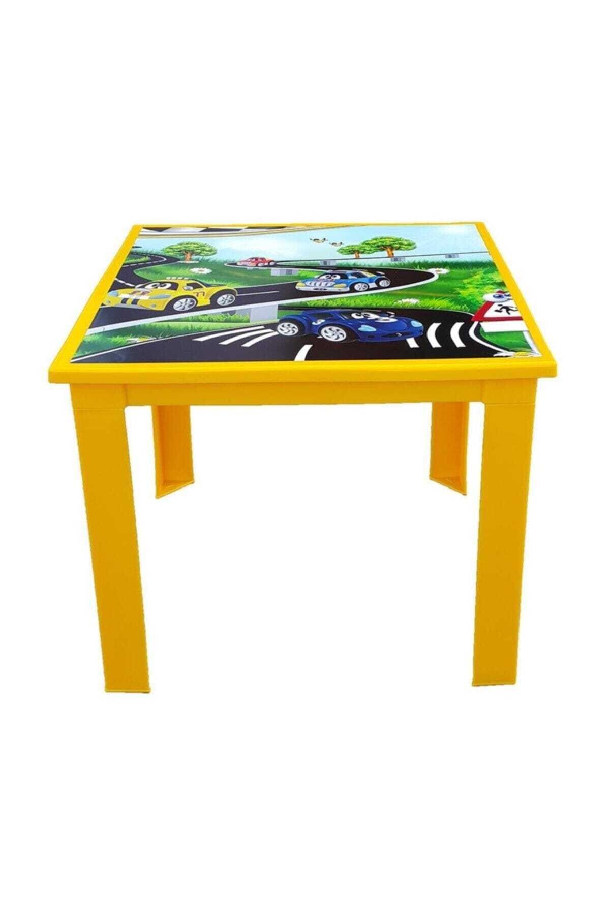 Fiore Çocuk Masası Plastik Sarı Araba Resimli H40 1-3 Yaş Için
