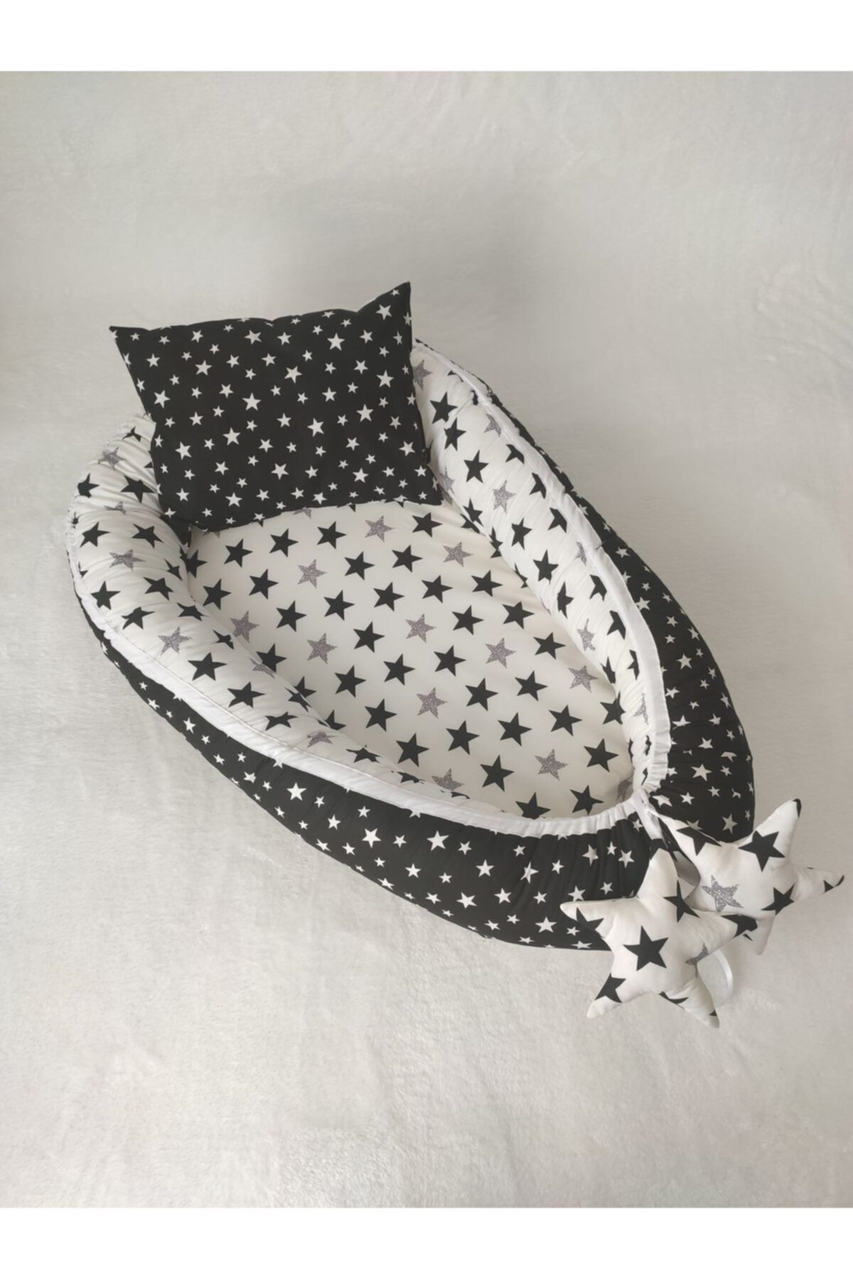 BeybiNest Bebek  Siyah  Delüxe Siyah Beyaz Babynest Yatağı