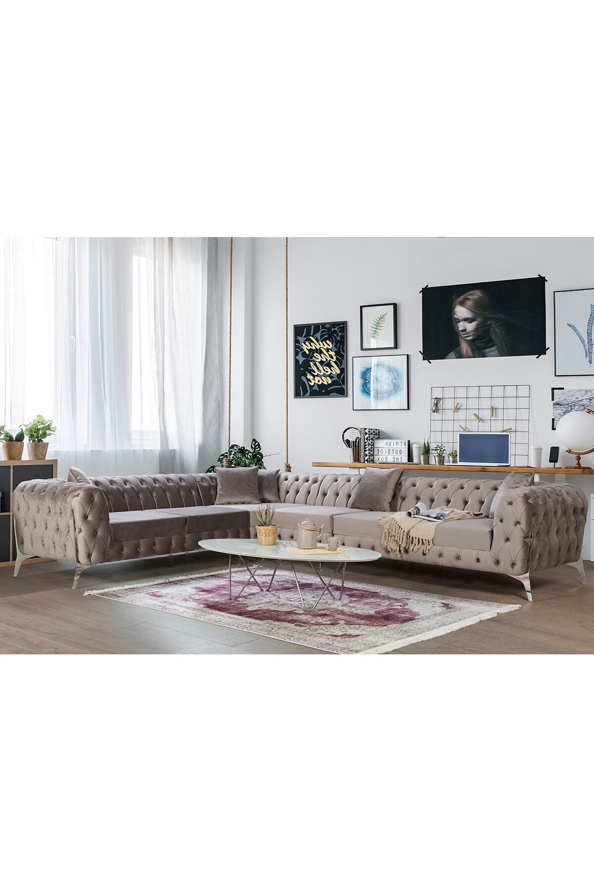 Eymense Elegance Köşe Koltuk Takımı Bej Modüllü