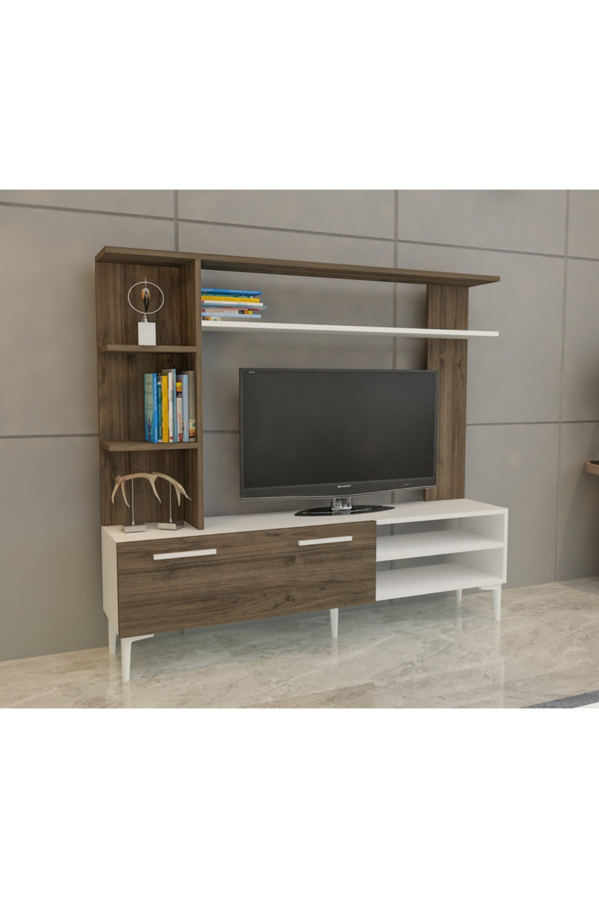 cantek Julia Tv Ünitesi Beyaz-ceviz