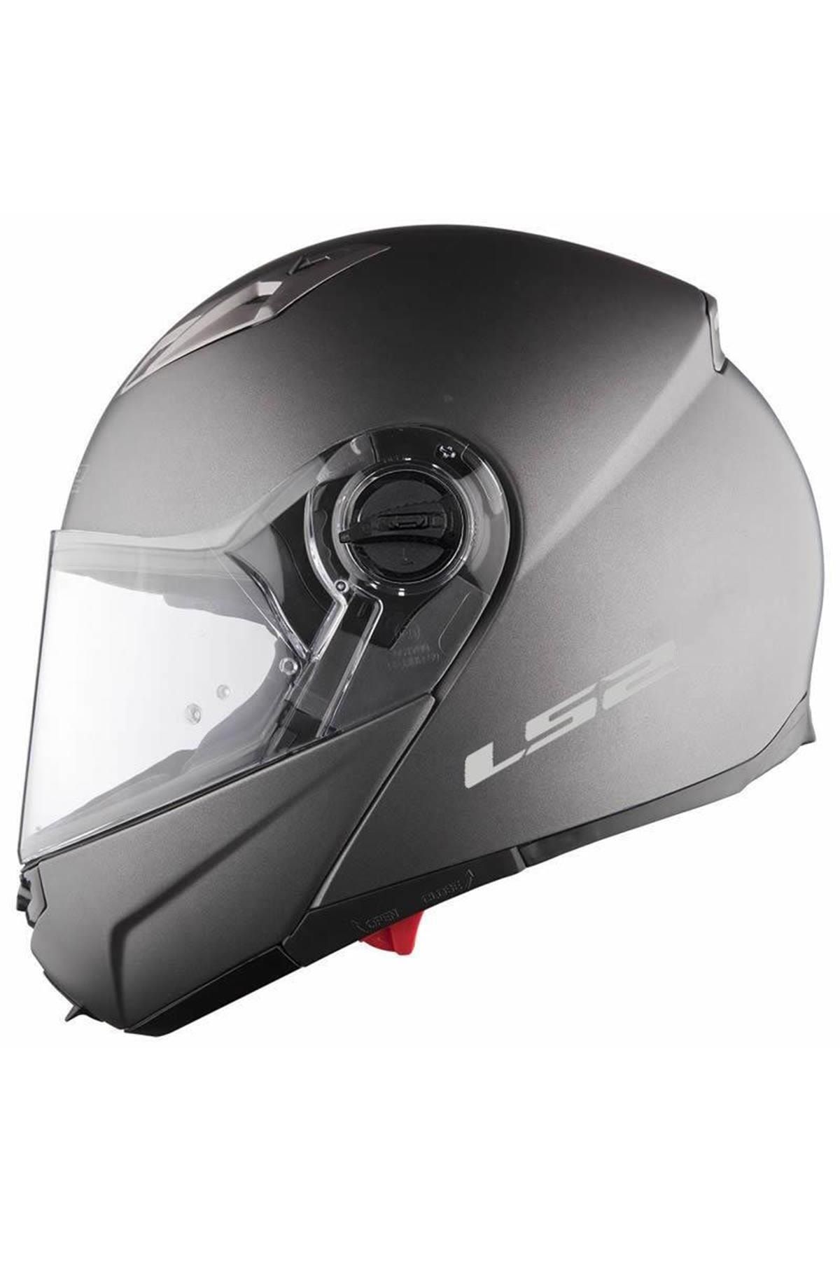 LS2 Erkek Guronı Mat Tıtanıum Çene Açılır Motosiklet Kaskı