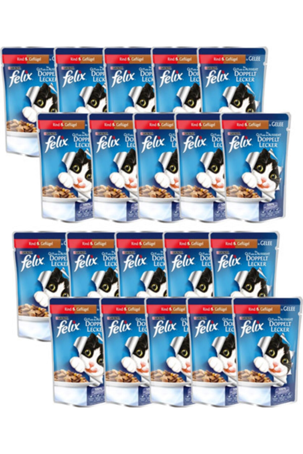 FELIX Çifte Lezzet Sığır Etli Ve Tavuklu Yaş Mama 100 Gr X 20 Adet