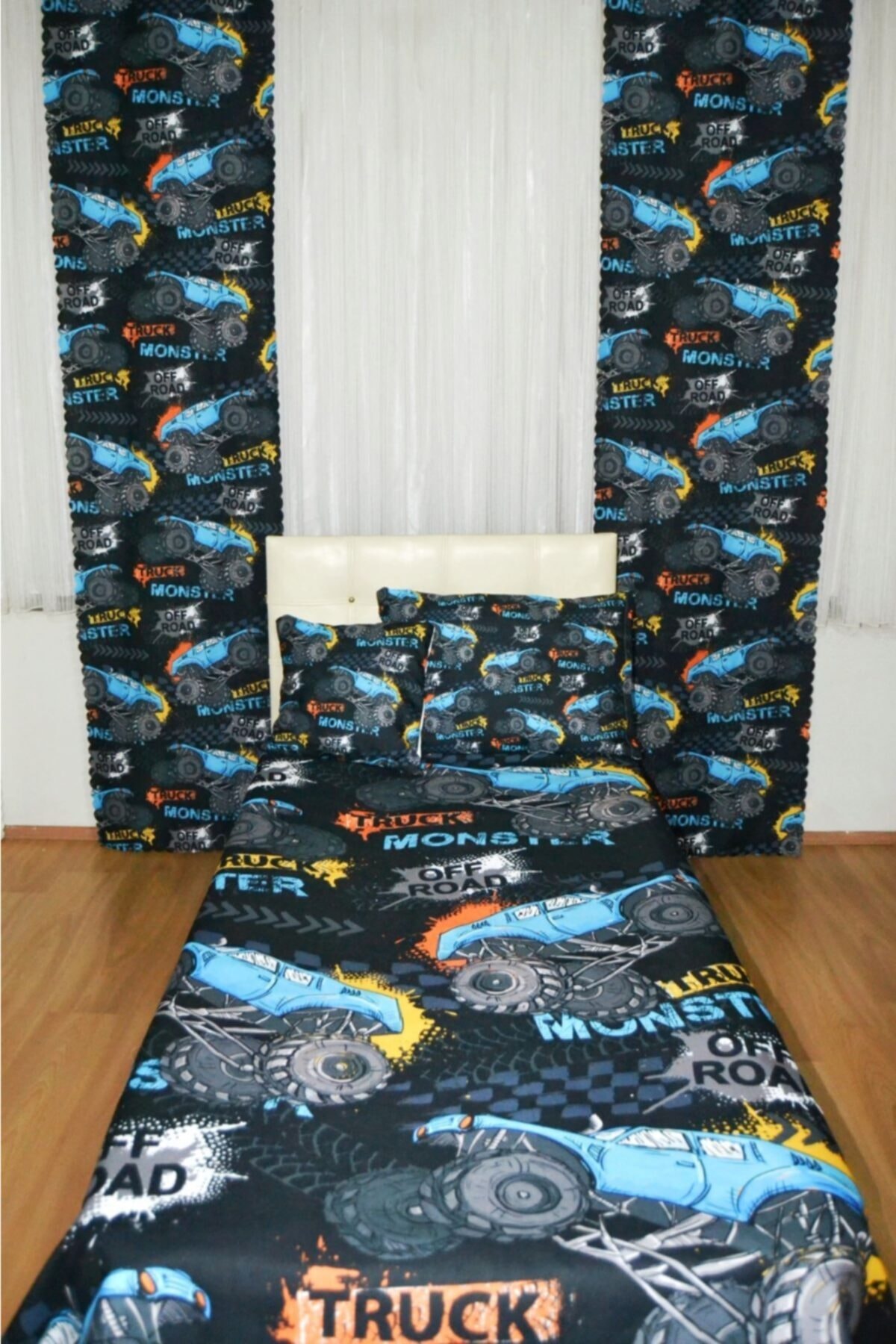 martı home Araba Çocuk Yatak Örtüsü Takımı Perdeli