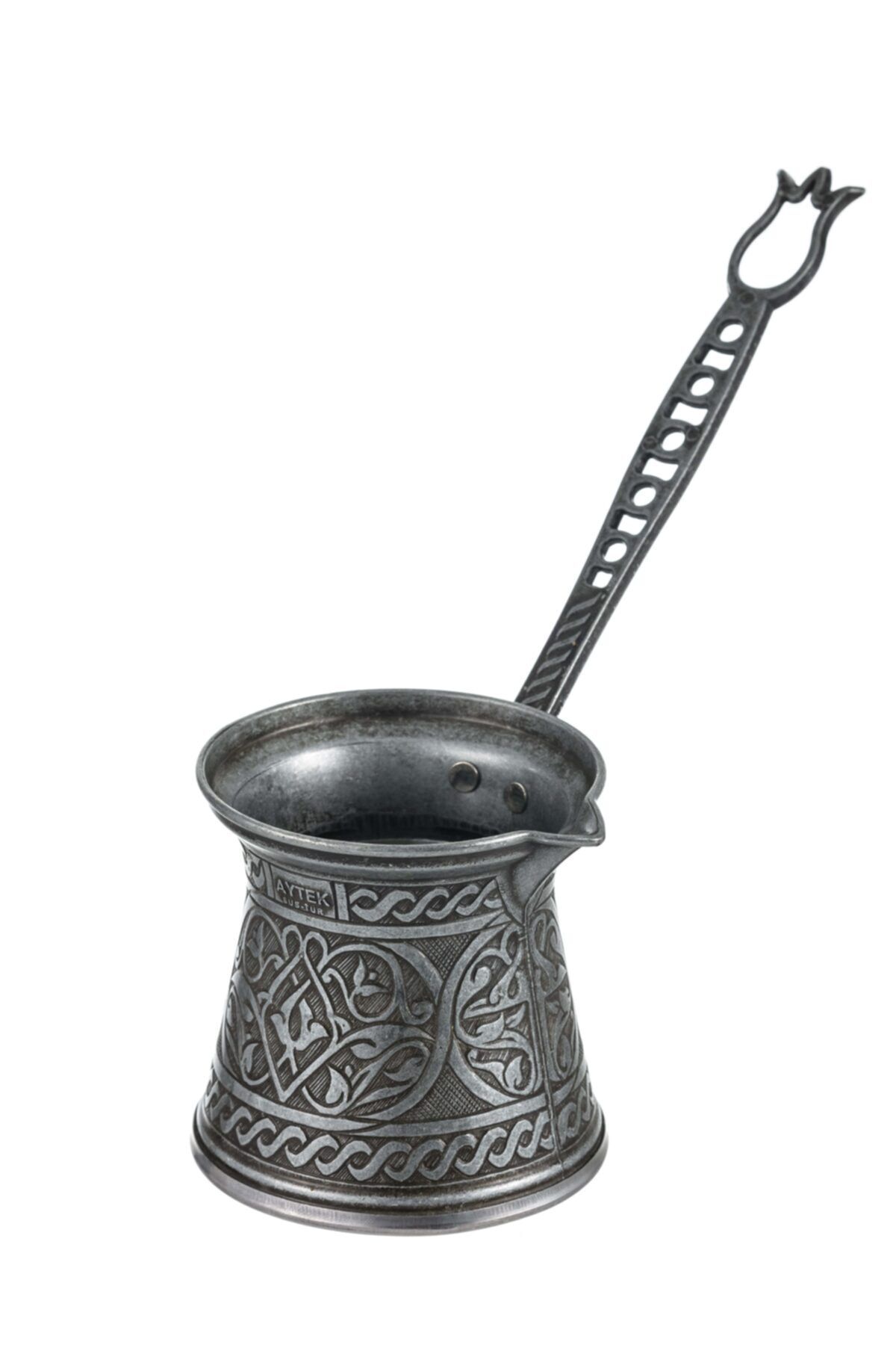 Aytek Cezve Aytek Osmanli Motifli 4 Kisilik Zamak Cezve, Siyah, Induksiyonlu Ocaklara Uygun, 175 Ml