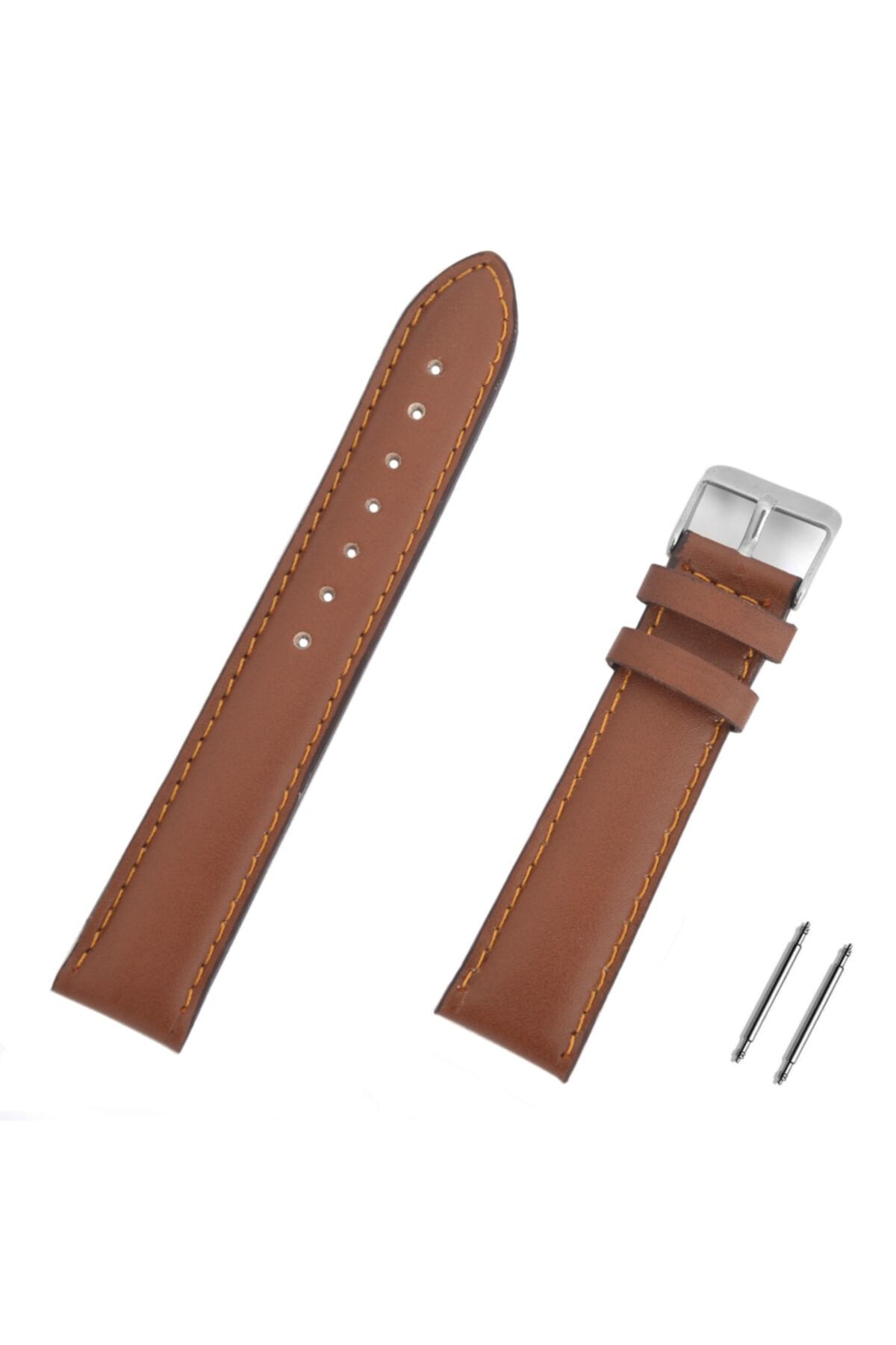 Chrono Açık Kahverengi Taba Hakiki Deri Saat Kordonu Kayış 12mm