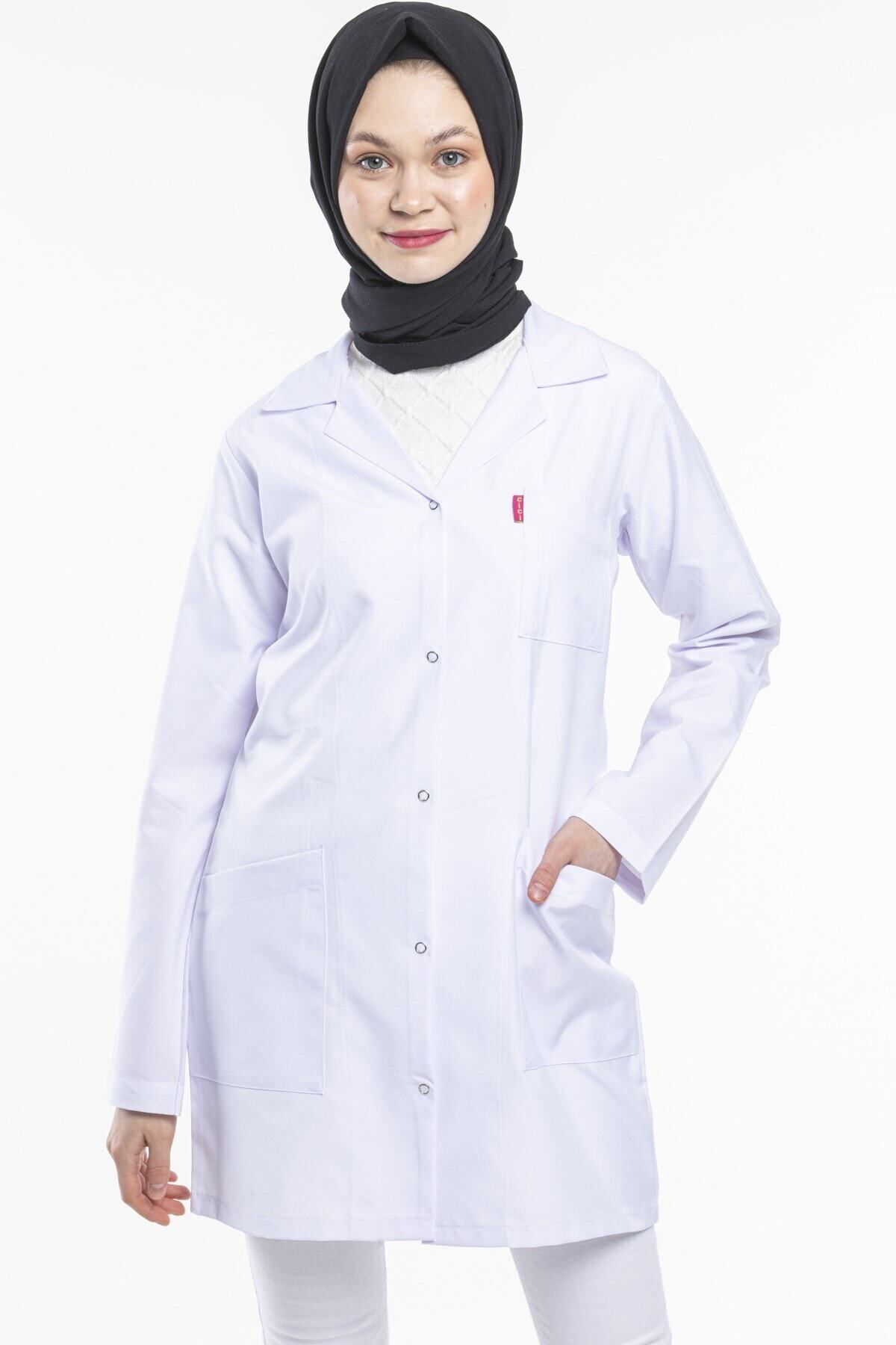 MODA ARVEN Kadın Beyaz Gömlek Yaka Doktor Öğretmen Hemşire Eczacı Önlüğü
