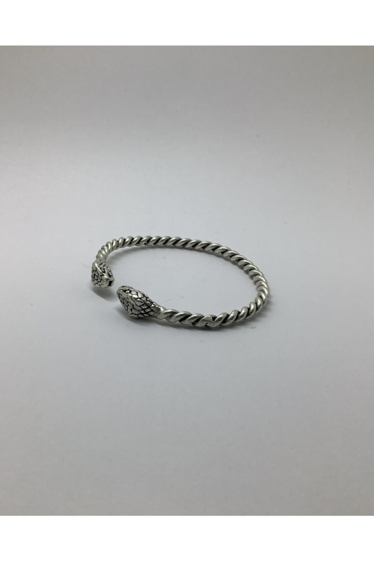 Rupen Kraft Unisex  Gümüş Kaplama Antik Yılan Kelepçe Ayarlanabilir  Bileklik