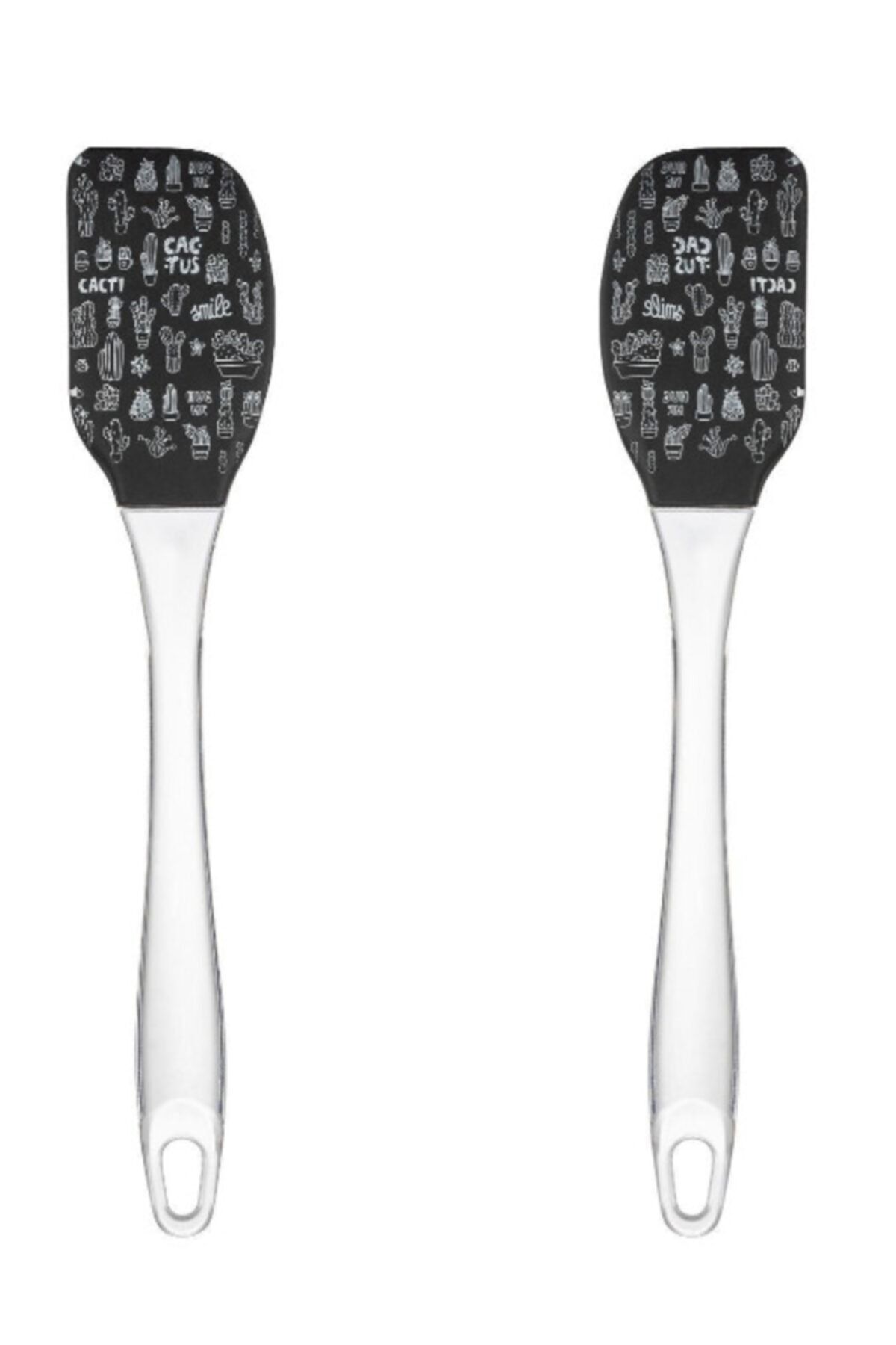 ELAVUS Siyah Desenli Silikon Spatula 2 Adet 24 cm