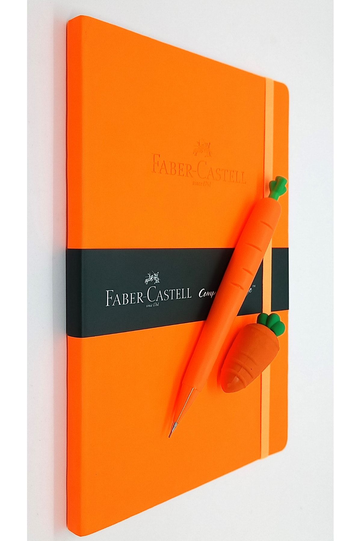 Faber Castell A5 Suni Deriı Ajanda Neon Turuncu Çizgisiz Ve Havuç Versatil 0.7 Kalem Ve Silgi