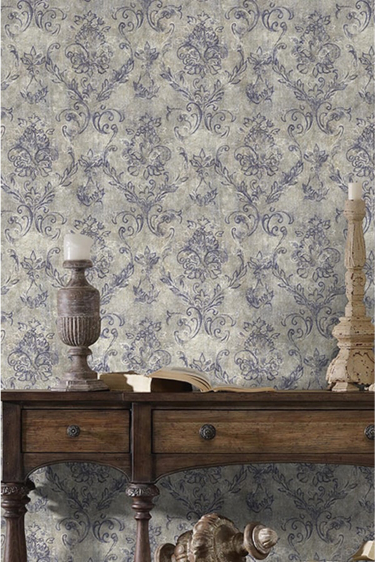 Decomanya Decowall Harmony Gri Çiçek Desenli Duvar Kağıdı 213-01