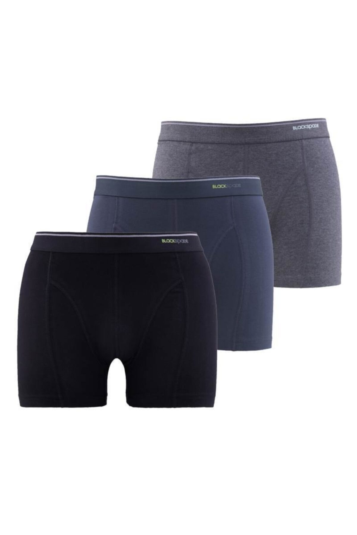 Blackspade 9673 Erkek Boxer 3'lü Paket Tender Cotton - Siyah Antra Melanj Antrasit - L
