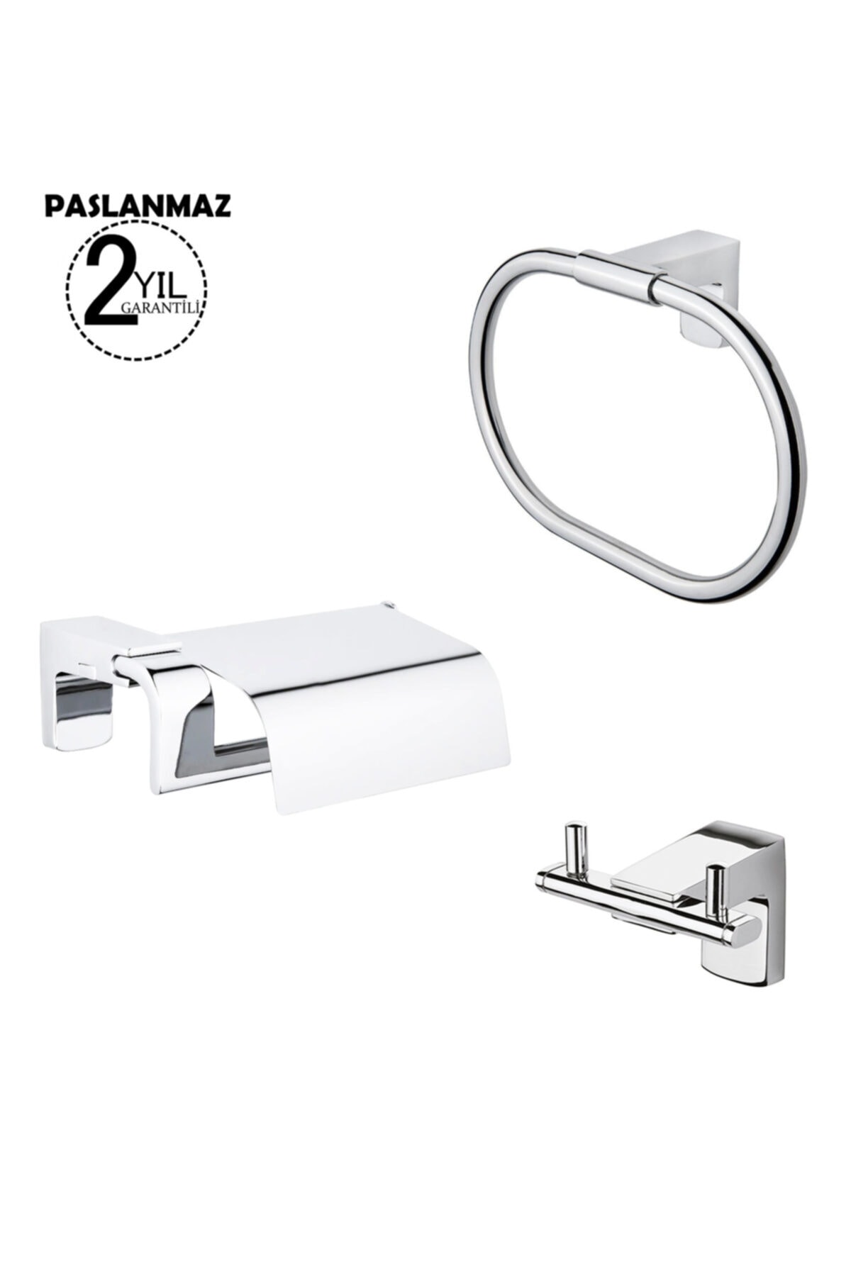 Tema Paslanmaz Çelik Premium 3'lü Set (TUVALET KAĞITLIK ,HAVLULUK , BORNOZLUK)