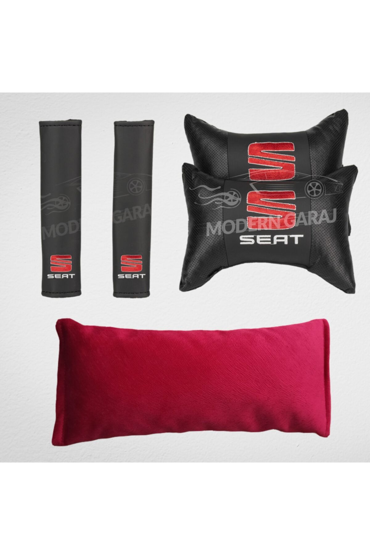 Modern Garaj Seat Oto Aksesuar Seti Seat Boyun Yastığı Seat Kemer Pedi Ve Kemer Yastığı