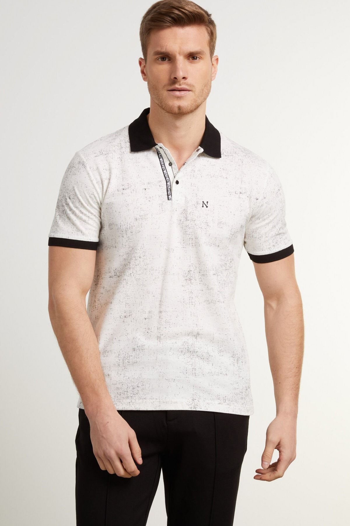 network erkek slim fit beyaz polo yaka logolu t shirt 1078383 fiyati yorumlari trendyol