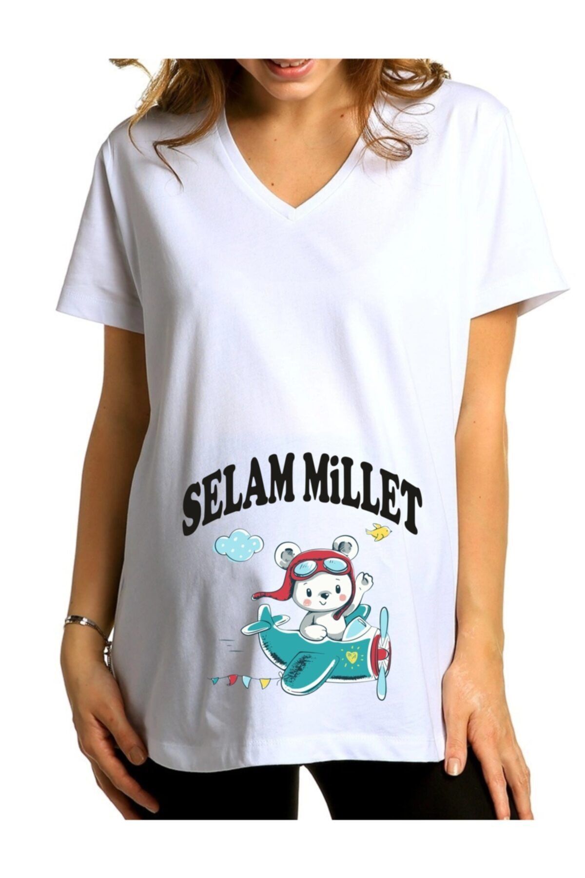 venüsdijital Selam Millet Baskılı Hamile Tişörtü