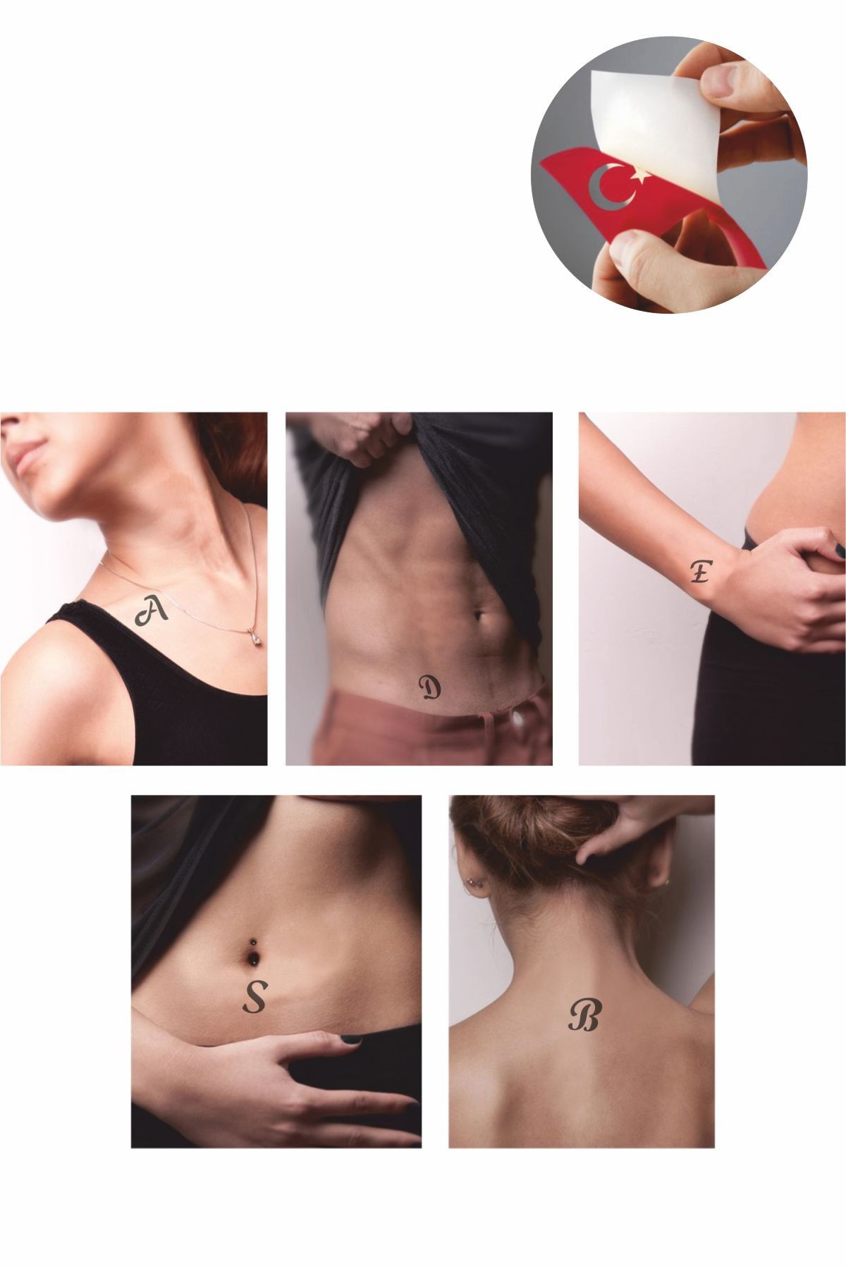 ONE SPRAY TATTOO Alfabebe El Yazısı Harf Geçici Dövme Seti Siyah Sprey Ve Desen