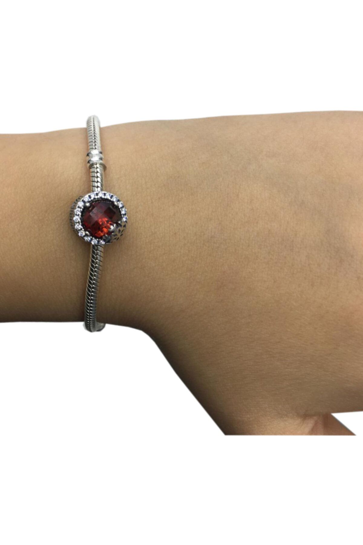 My Story Garnet Kırmızı Göz Kamaştırıcı Kar Tanesi Gümüş Charm