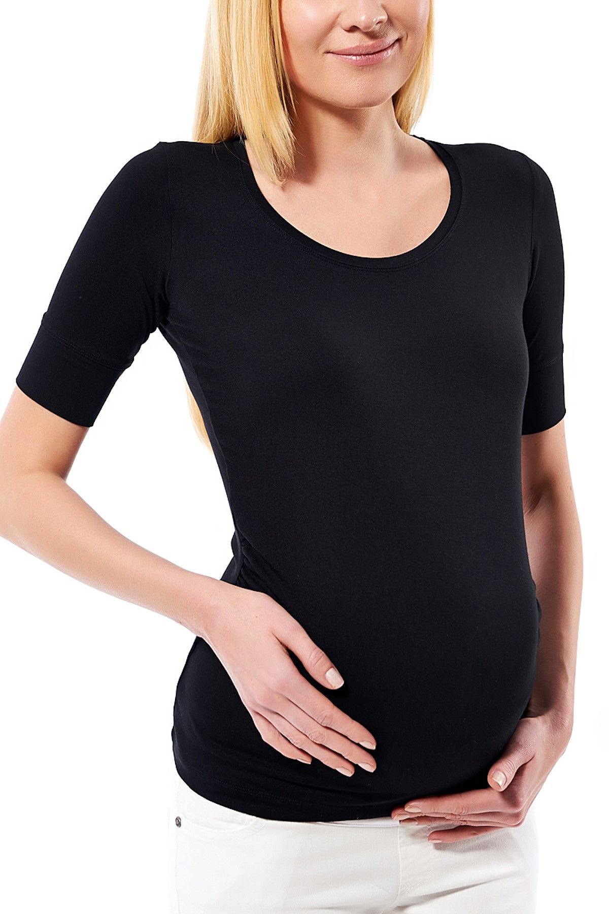 Motherway Siyah Hamile Truvakar Kol Basic T-Shirt Bm272