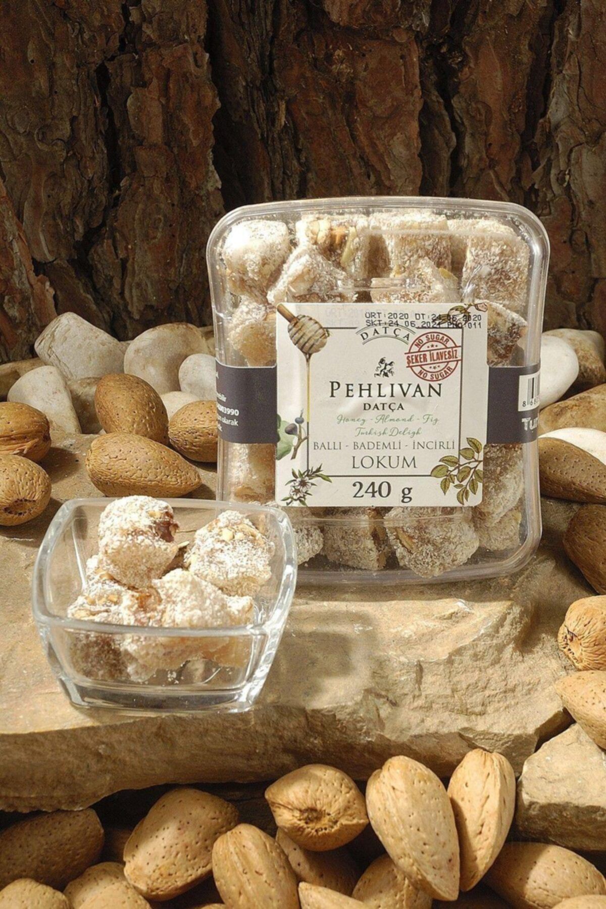 PEHLİVAN DATÇA Ballı Bademli Incirli Lokum Şeker Ilavesiz 240 Gr