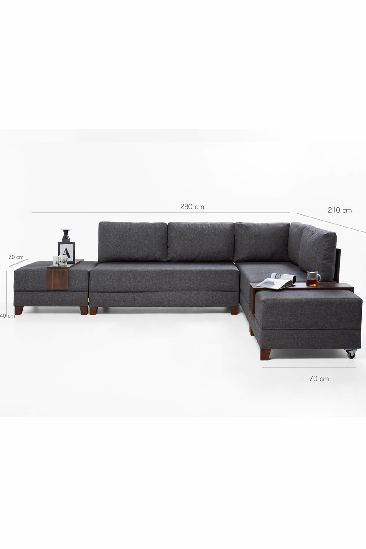 evdebiz fly yatakli kose koltuk gri 2 adet kol sehbasi hediyeli sag fiyati yorumlari trendyol