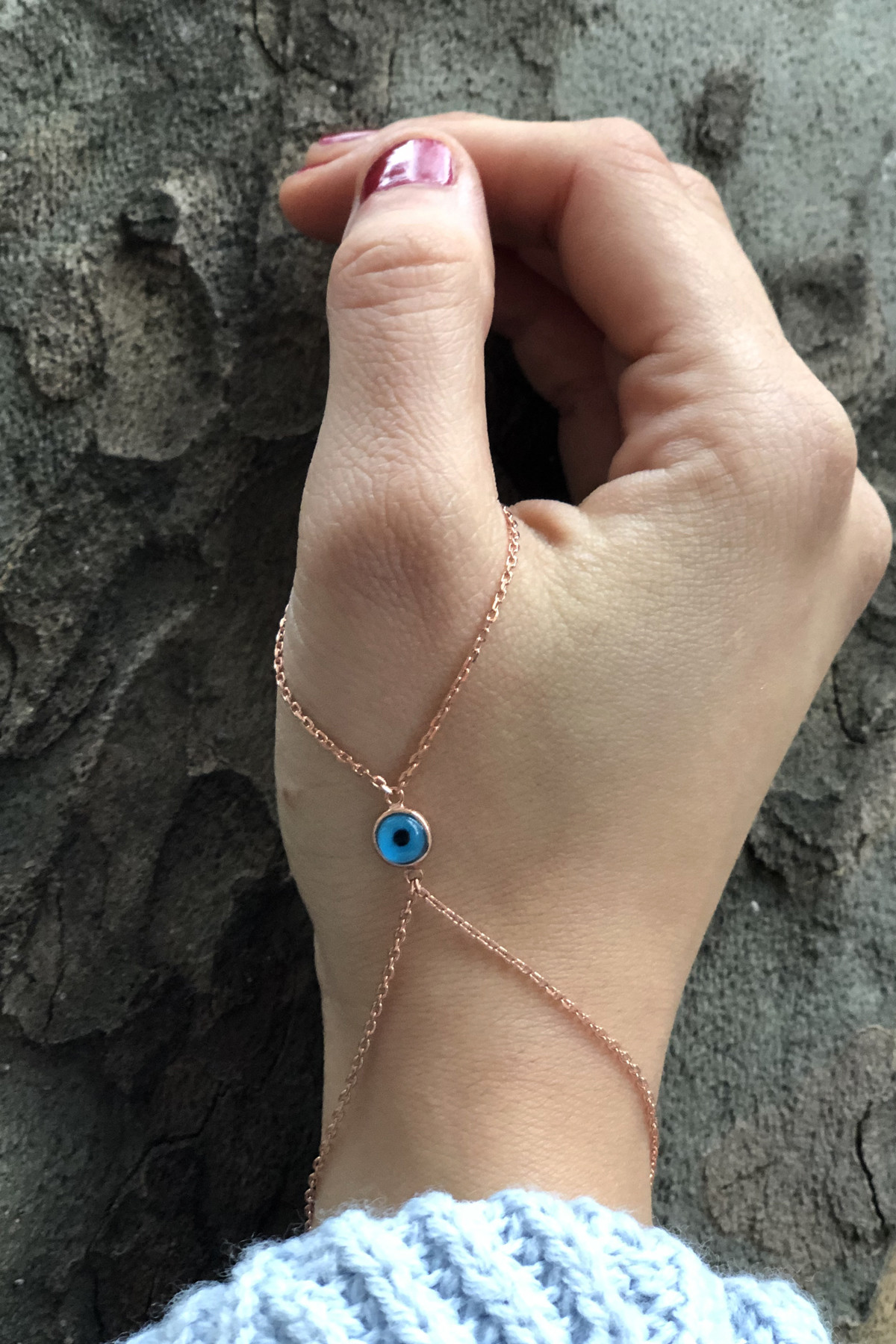 SUNSHINE Nazar Boncuğu Gümüş Baş Parmak Şahmeranı