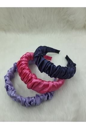 Saten Büzgülü 3 Lü Taç Seti (pembe Lila Lacivert) Image 0