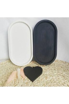 2 Li Dekoratif Oval Beton Biblo Tabak Beton Takı Tabağı Mum Tabağı Organizer Mumluk Tütsülük Image 0