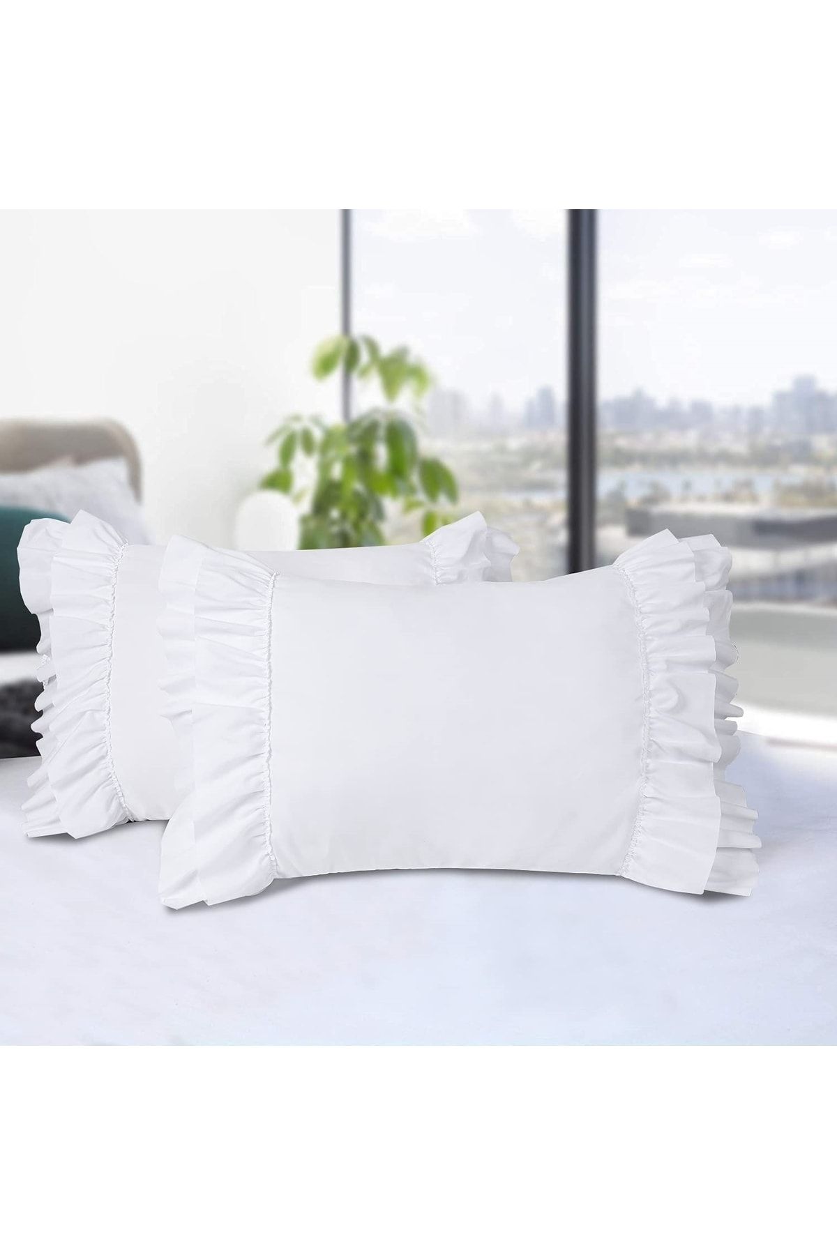 White ruffle hotsell pillow case