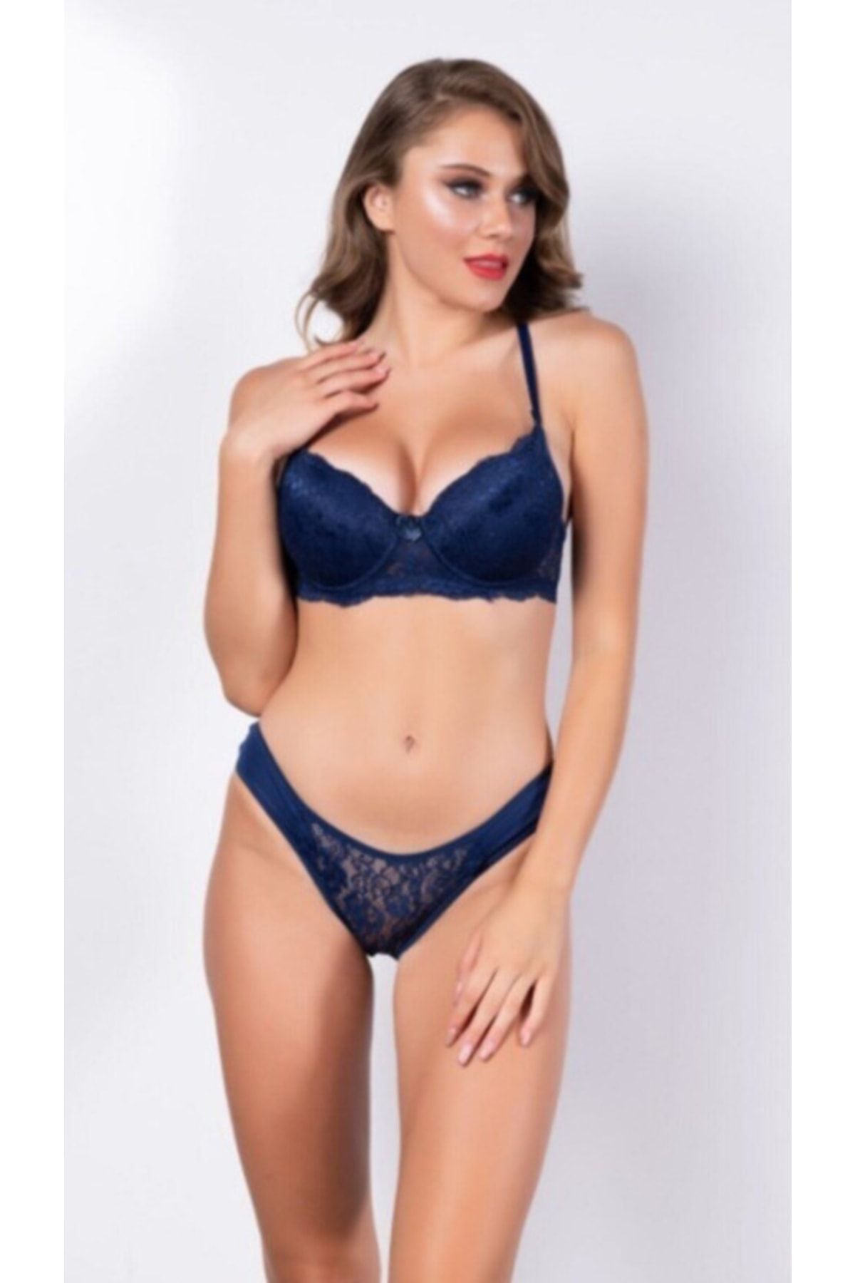 Navy bra and panty set on sale