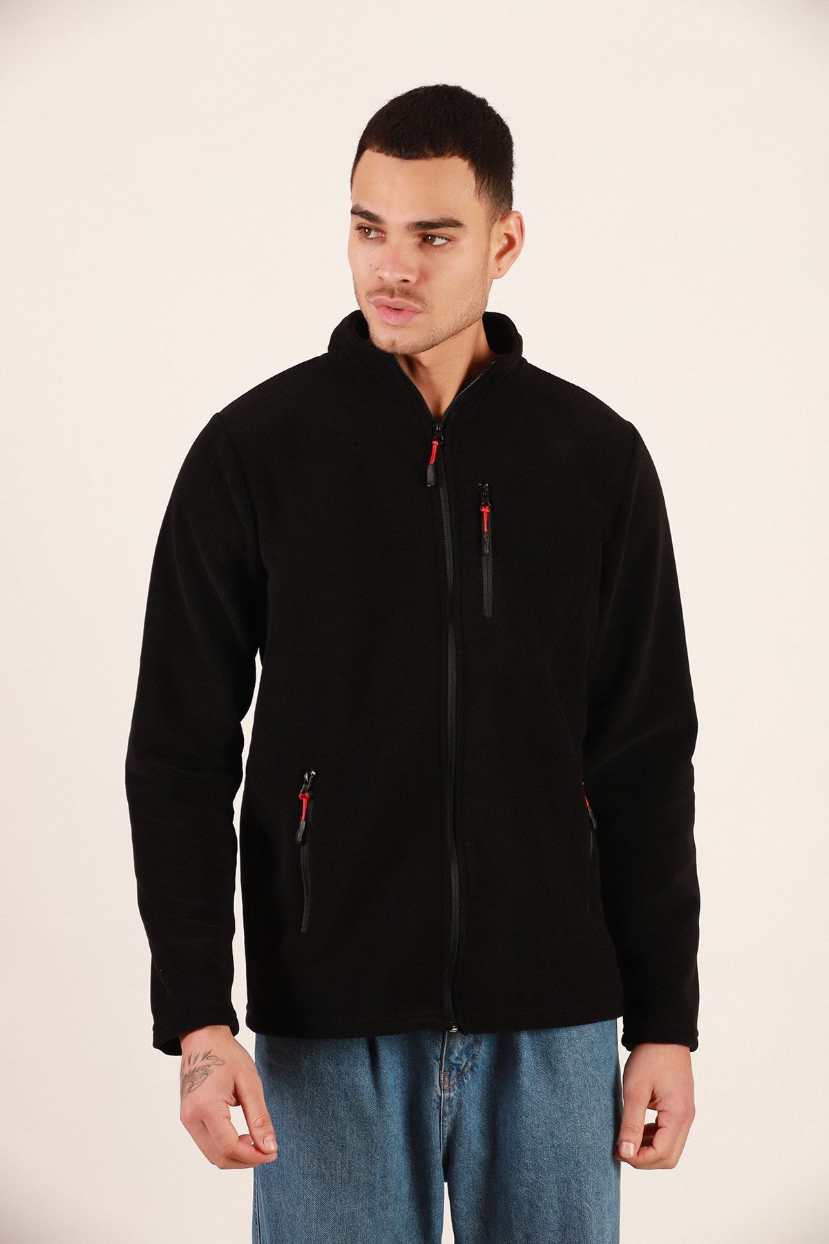 Afet Yard m Black Color Zippered 3 Pocket Winter Thick Fleece