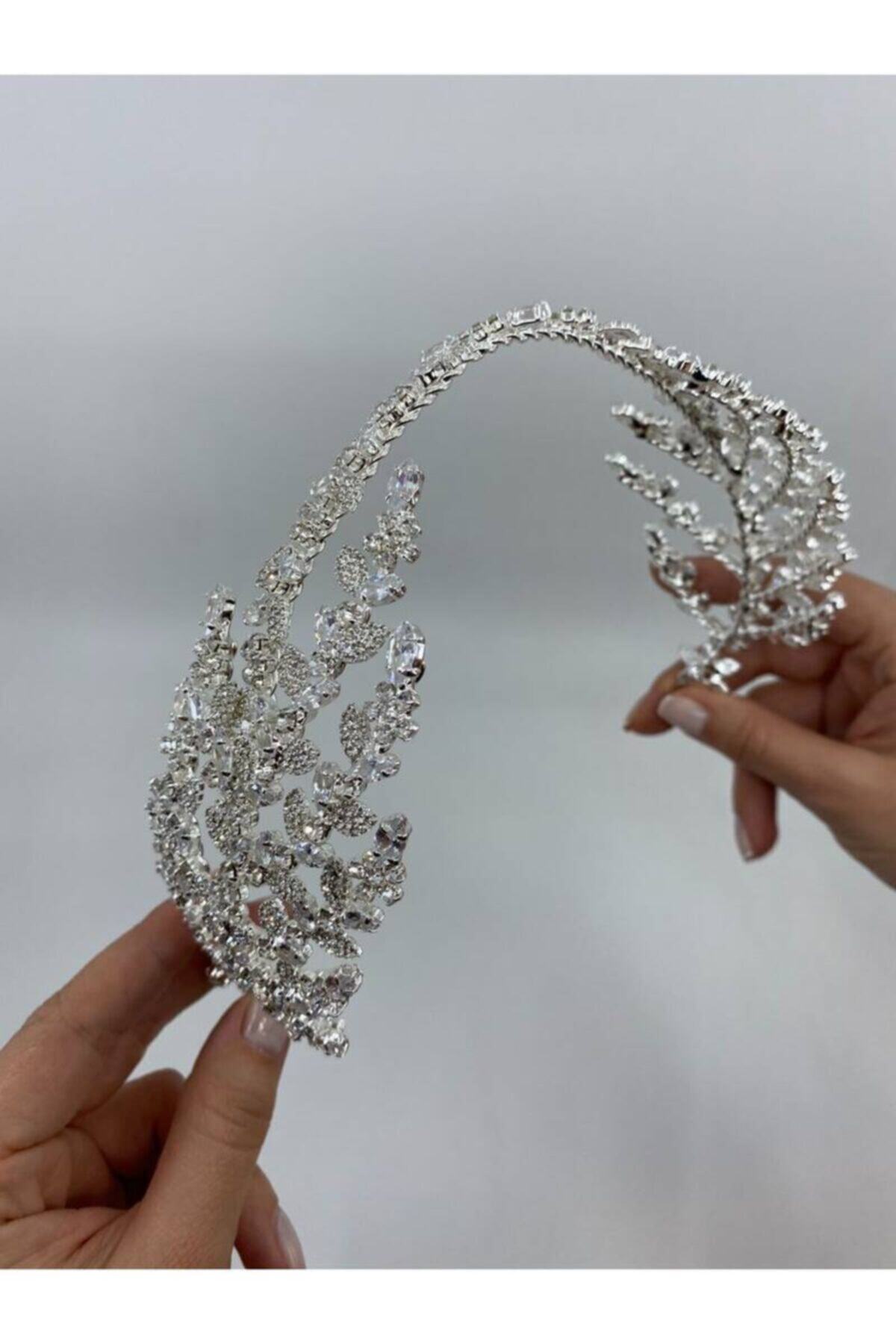 Mediha Cambaz Bridal Zarif Swarovski Taşlı A Kesim Gelinlik Saç Akesuarı Tacı