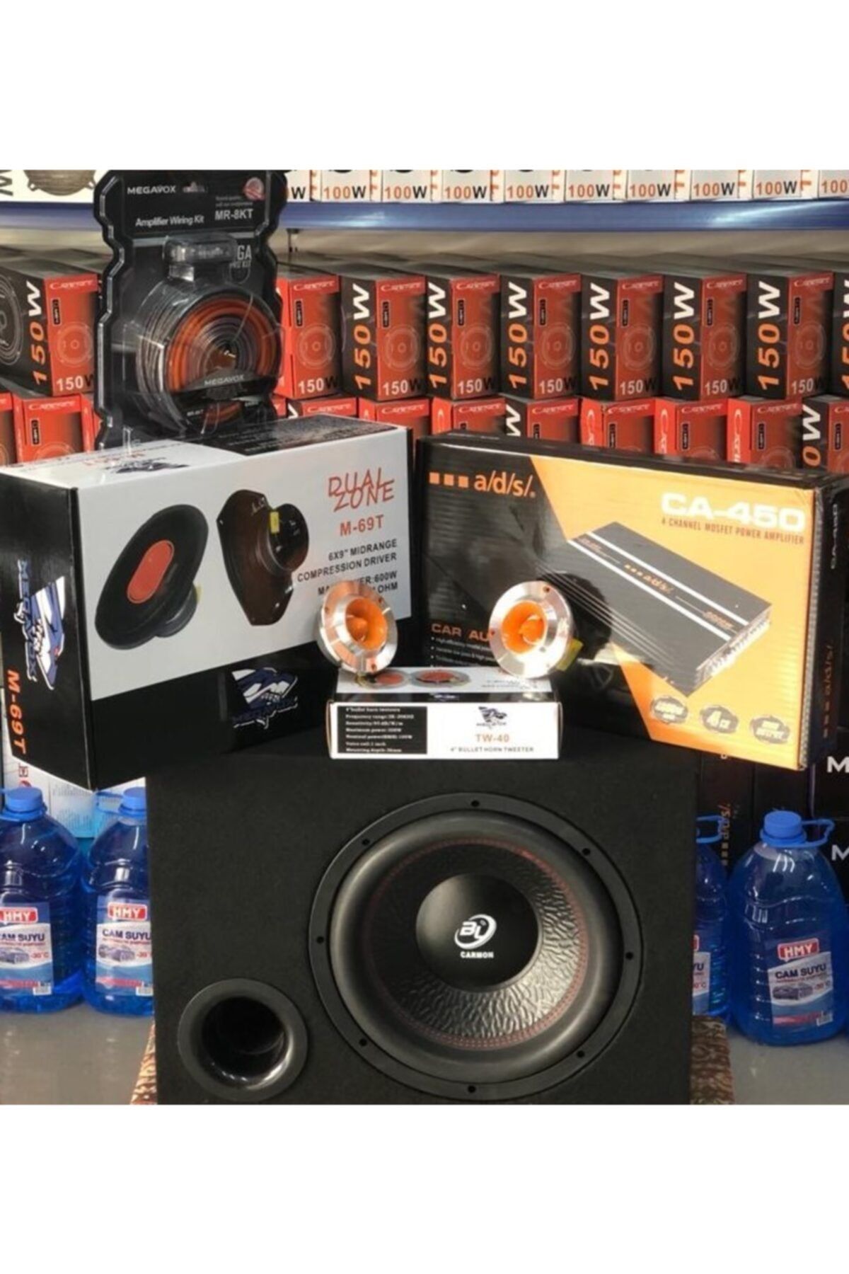 megavox Adsl 4000w Midrange 8ga Kablo Seti Dom Tiz Bl Carmon 1400w Bas Kabinli
