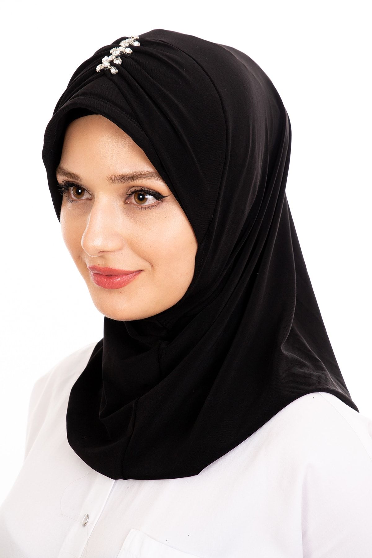 LadyColor Kadın Tesettür Bone Kelebek Taşlı Siyah