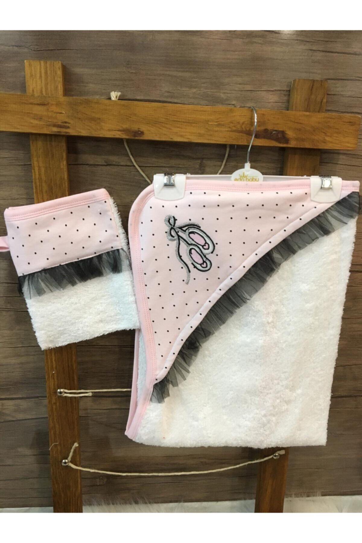Eda Baby Kız Bebek Banyo Havlu Ve Kese Ikili Set