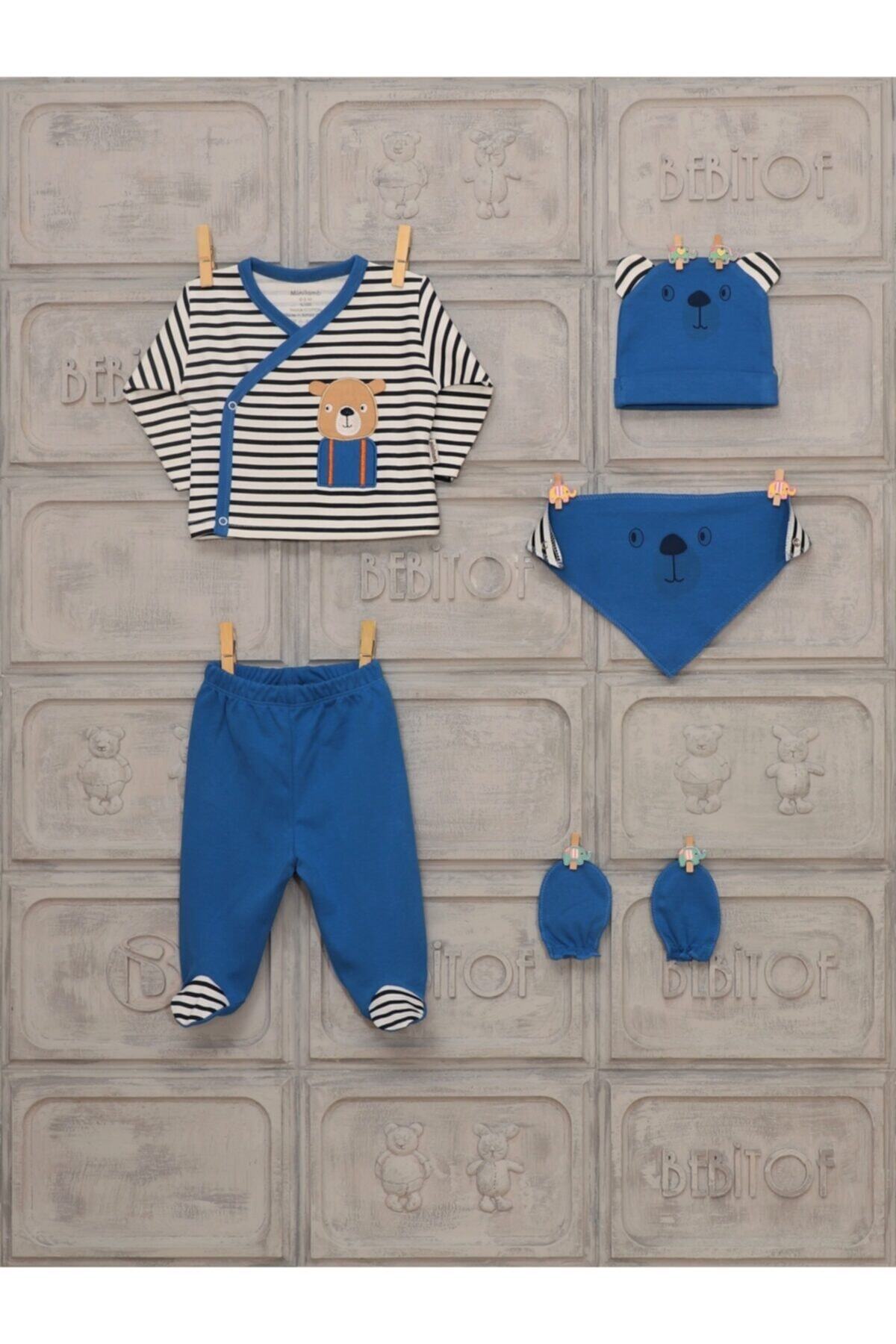 Bebitof Erkek Bebek 0-3 Ay Sweat Bear 5 Li Hastane Çıkışı