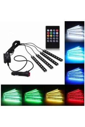Ayak Altı Led Kumandalı Araç Içi Aydınlatma 4 Lü Sese Duyarlı Rgb Image 1