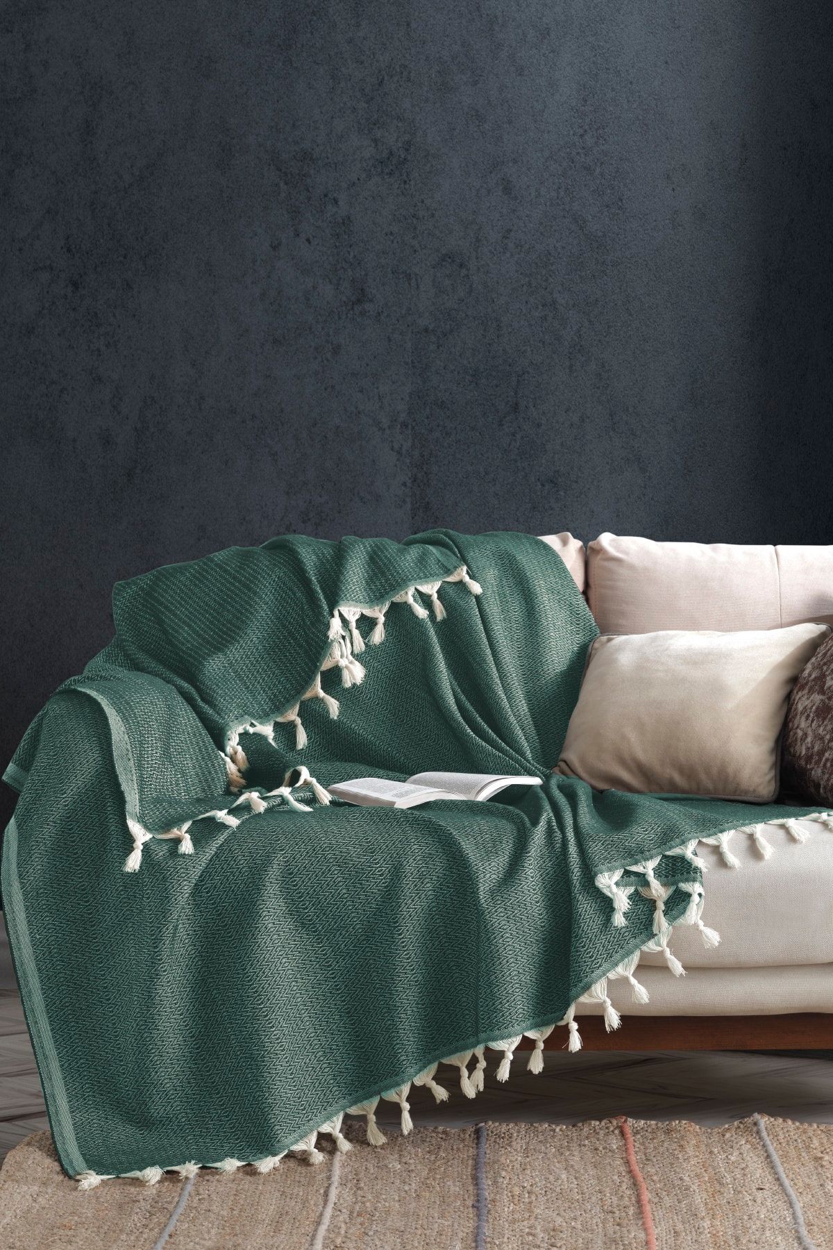 Viaden Home Natural Koltuk Örtüsü 170x230 Cm Jungle - Çam Yeşili