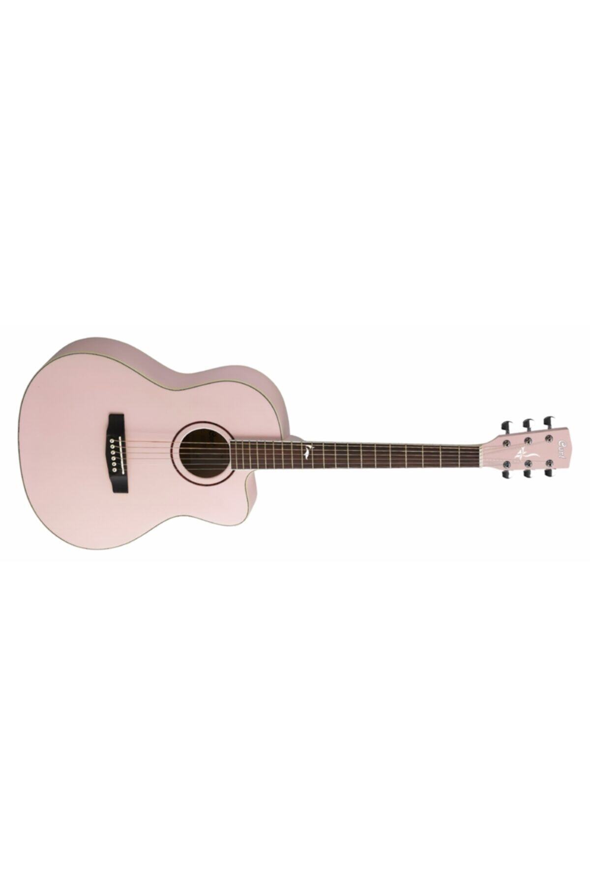 CORT Akustik Gitar, Kılıflı &stickerli, Soluk Pembe Met