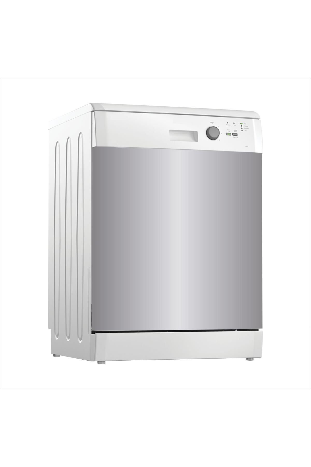 Dijital Dünya Bulaşık Makinası Kaplama Metalik Gri Renk Sticker