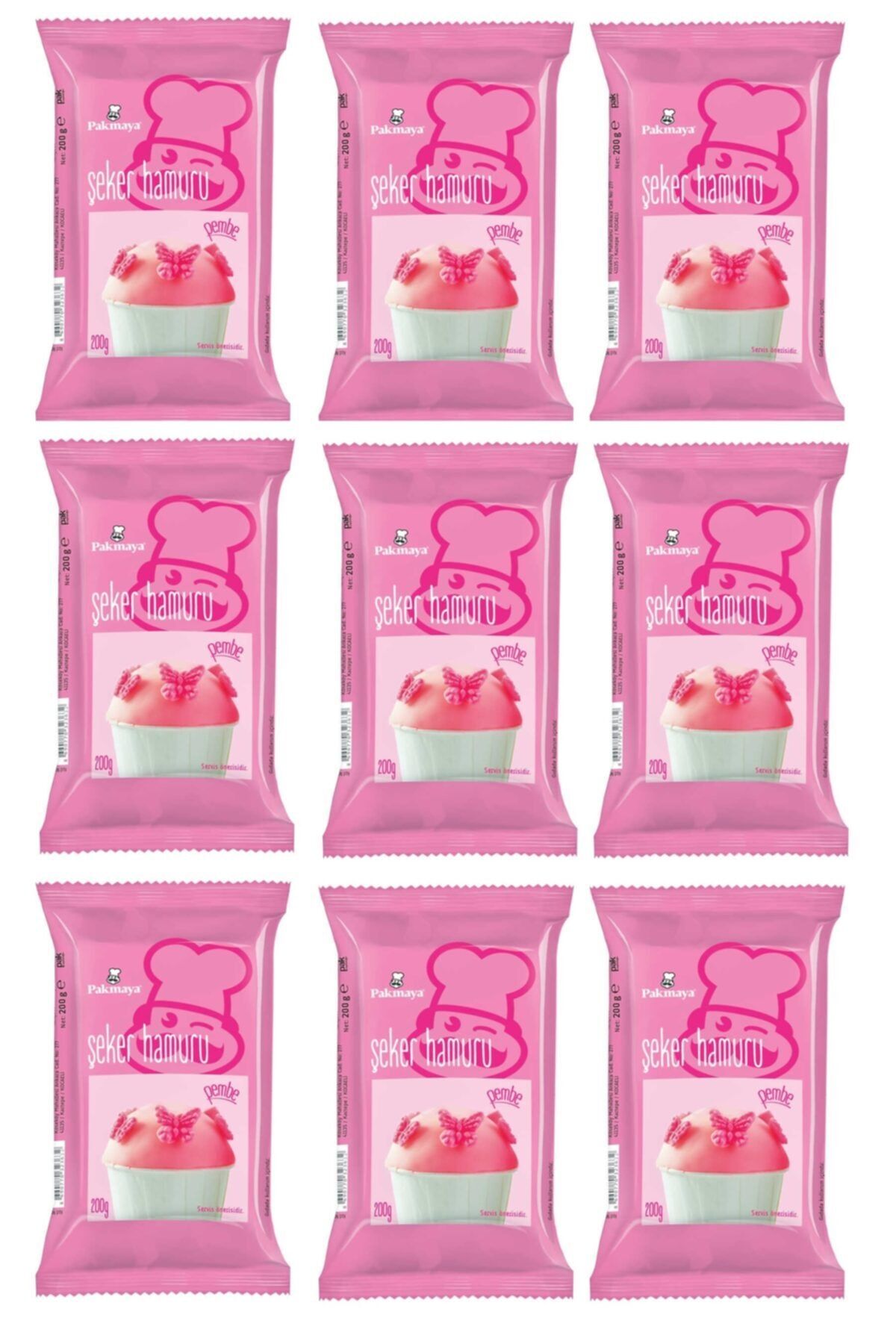 Pakmaya Şeker Hamuru Pembe 200 Gr X 9 Adet