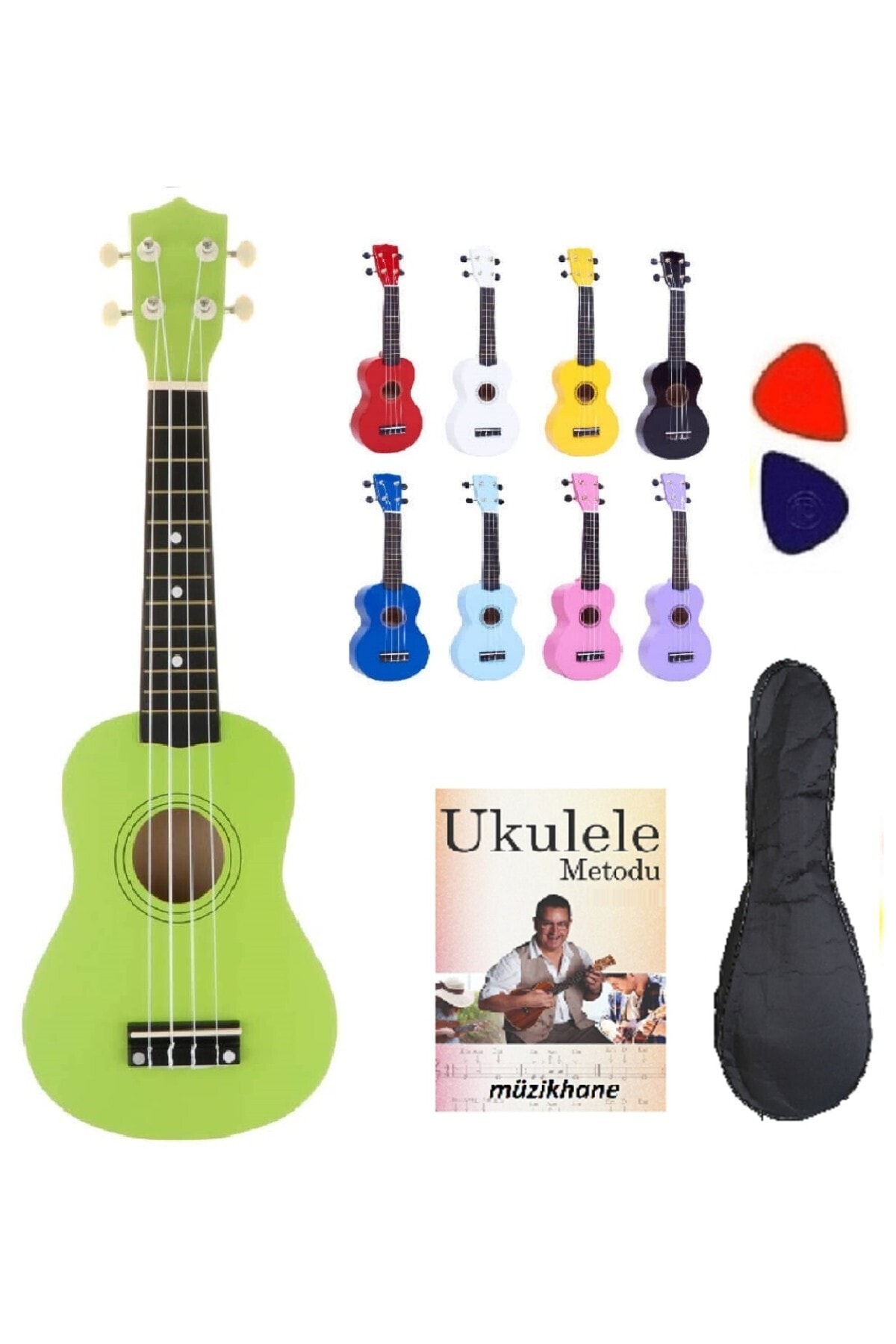 müzikhane Soprano Yeşil Ukulele+kılıf+metot Ve Pena