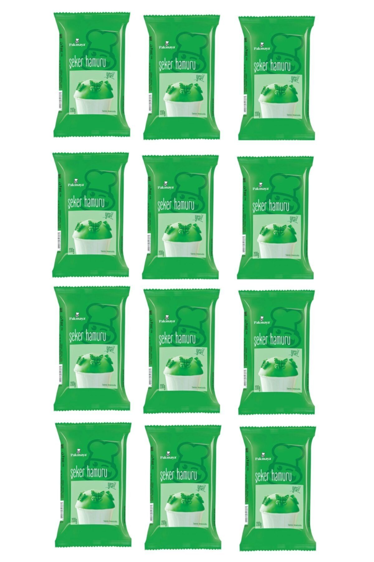 Pakmaya Şeker Hamuru Yeşil 200 Gr X 12 Adet