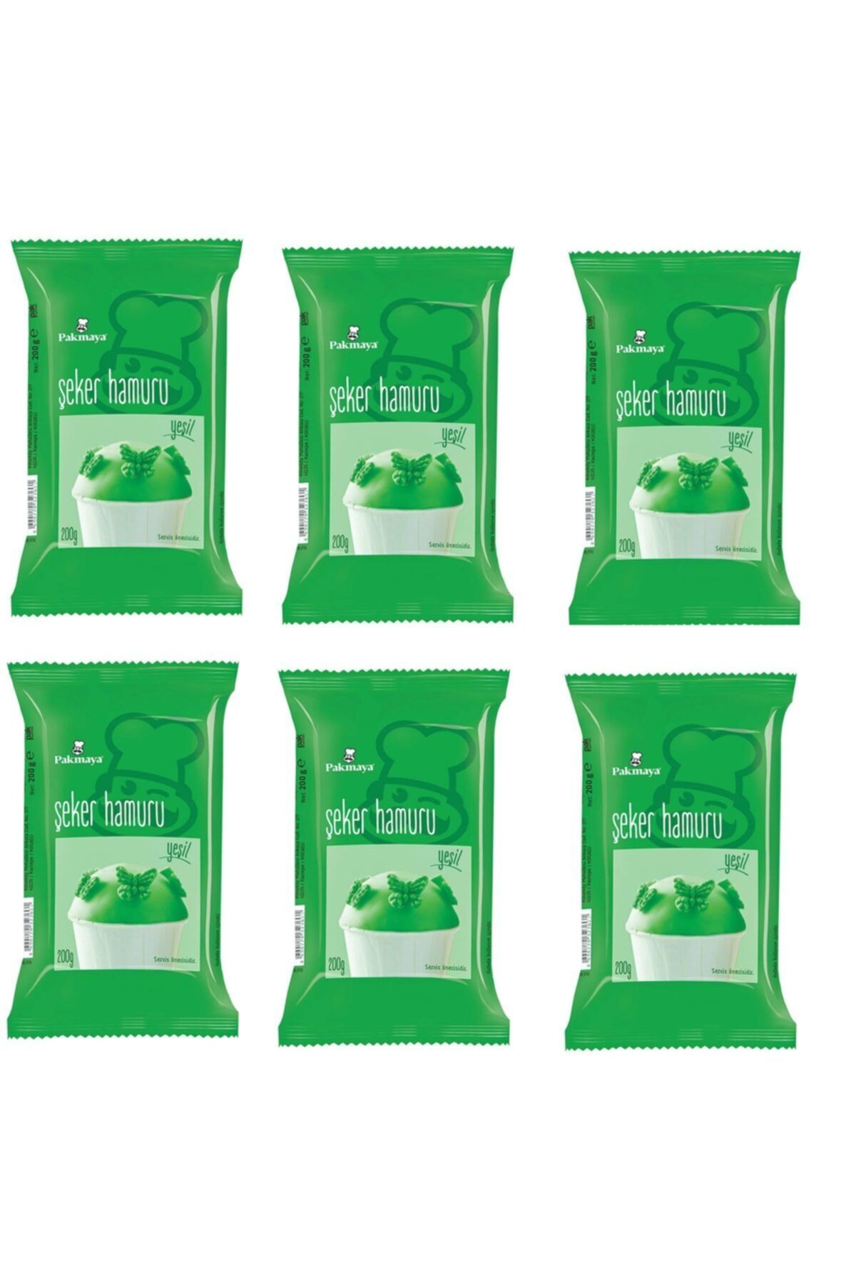 Pakmaya Şeker Hamuru Yeşil 200 Gr X 6 Adet
