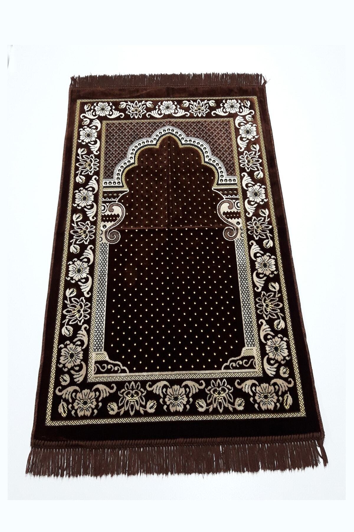 Dokumacı Dodya Kadife Namaz Seccadesi Lüx-kahverengi