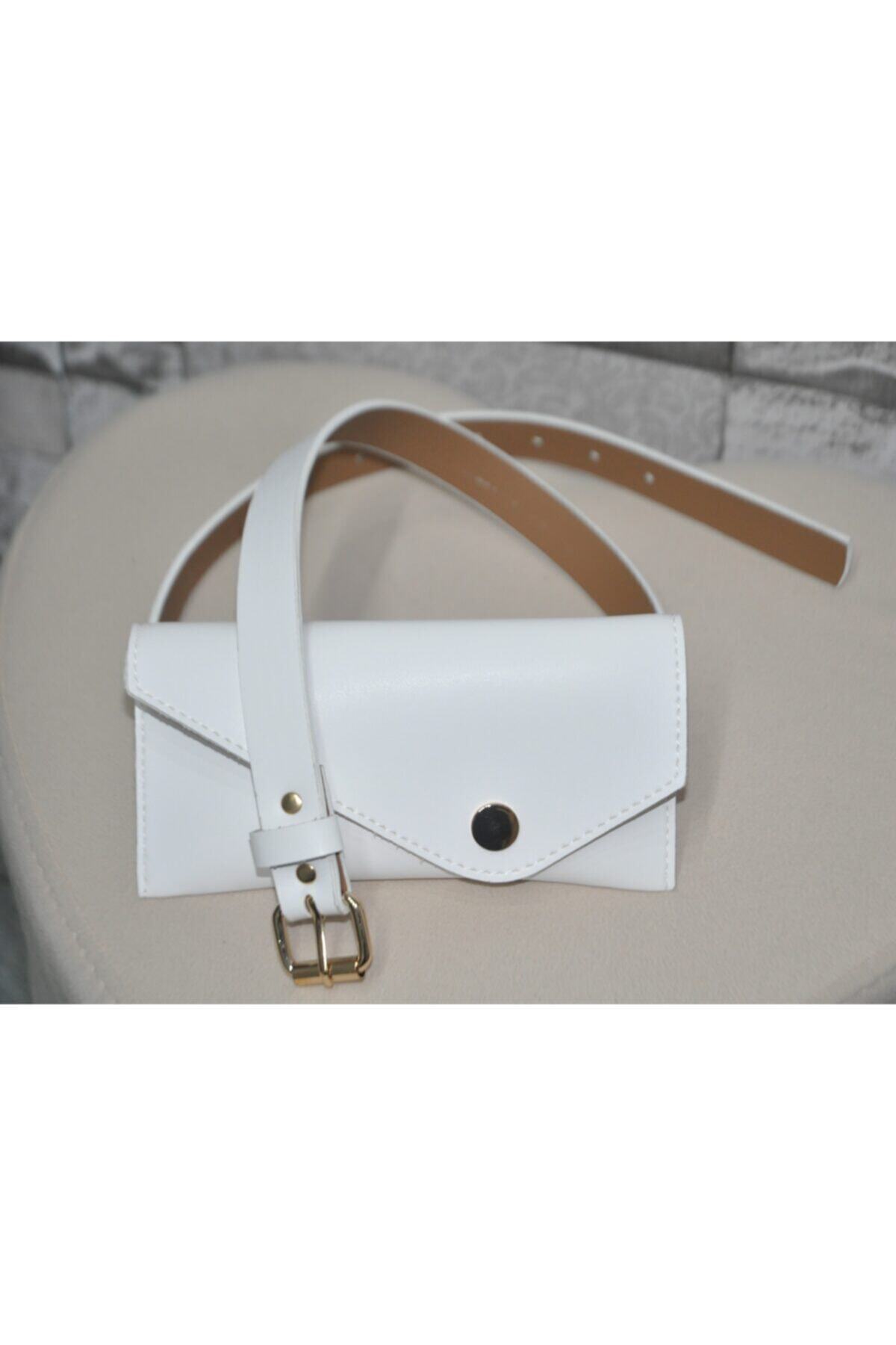 GEZ BUTİK Kadın Beyaz Bel Çantası